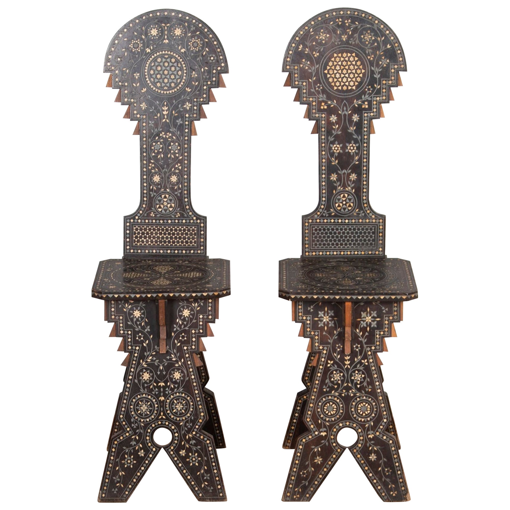 Pair of 19th Century Italian Hall Chairs