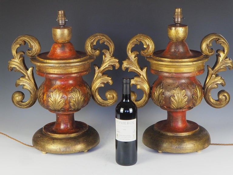 Pair of 19th Century Italian Hand Carved and Painted Table Lamps For ...