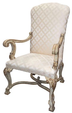 Pair of 19th Century Italian Hand Carved Armchairs.
