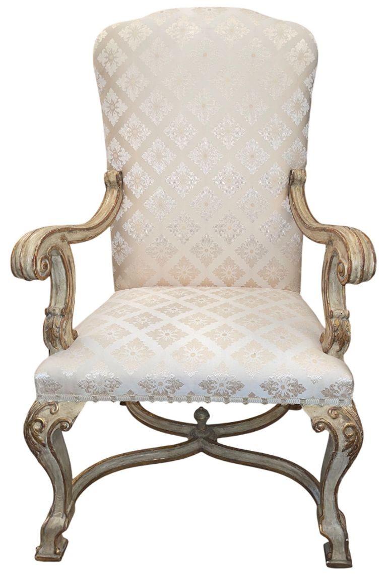 Pair of 19th Century Italian Hand Carved Armchairs. Italiano en venta