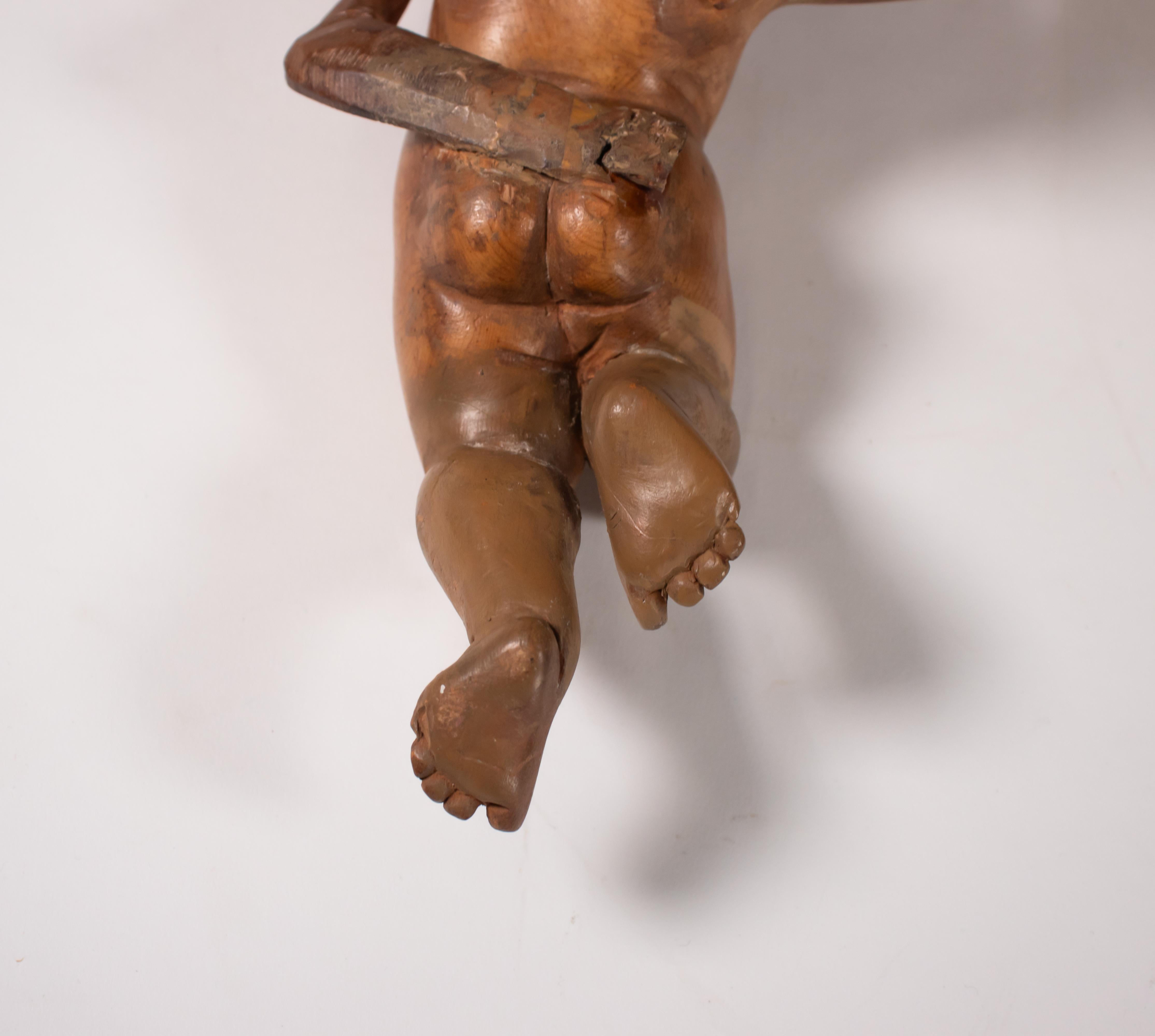 Pair of 19th Century Italian Hand Carved Walnut Brackets with Angels 1