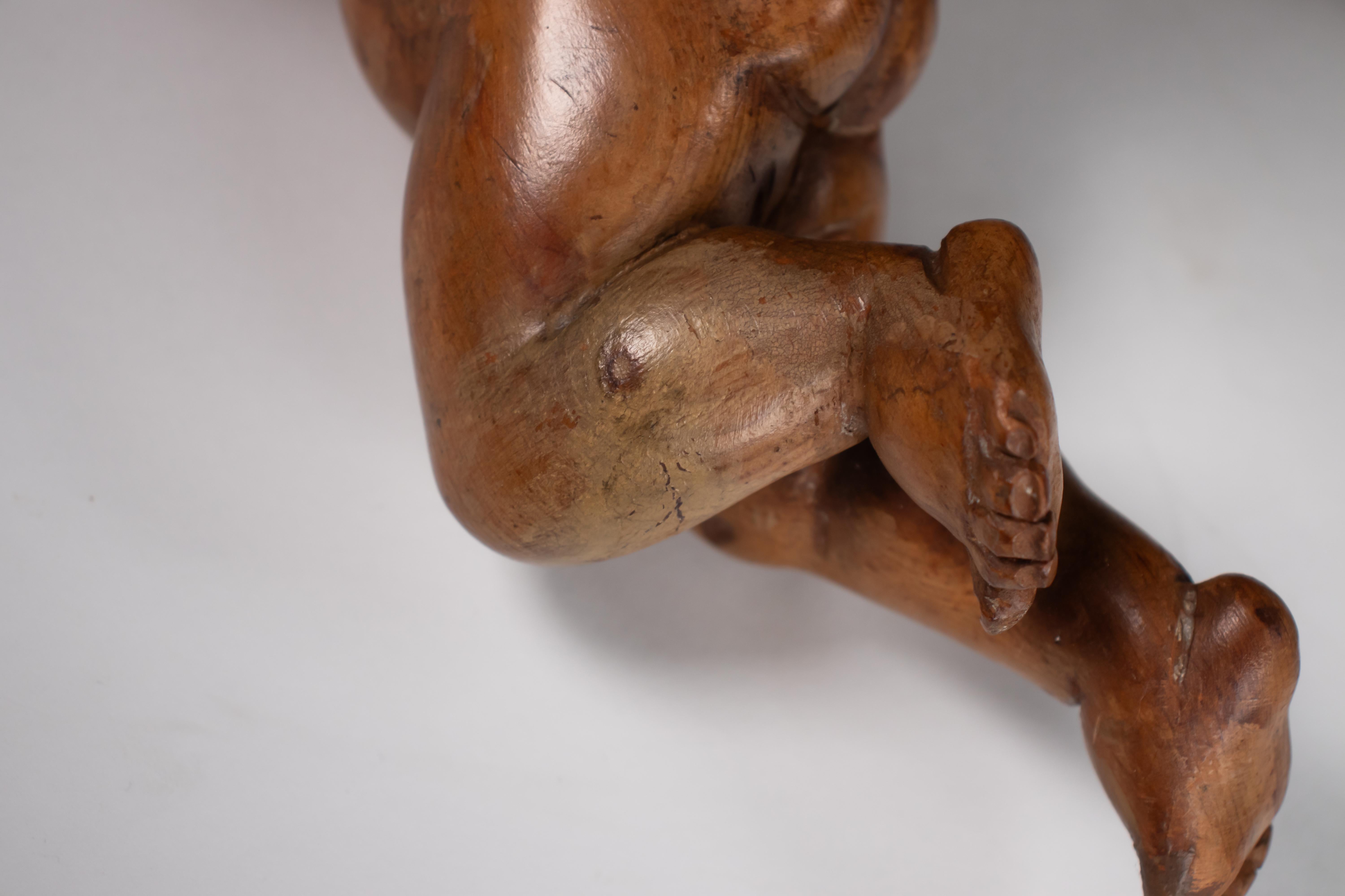 Pair of 19th Century Italian Hand Carved Walnut Brackets with Angels 2