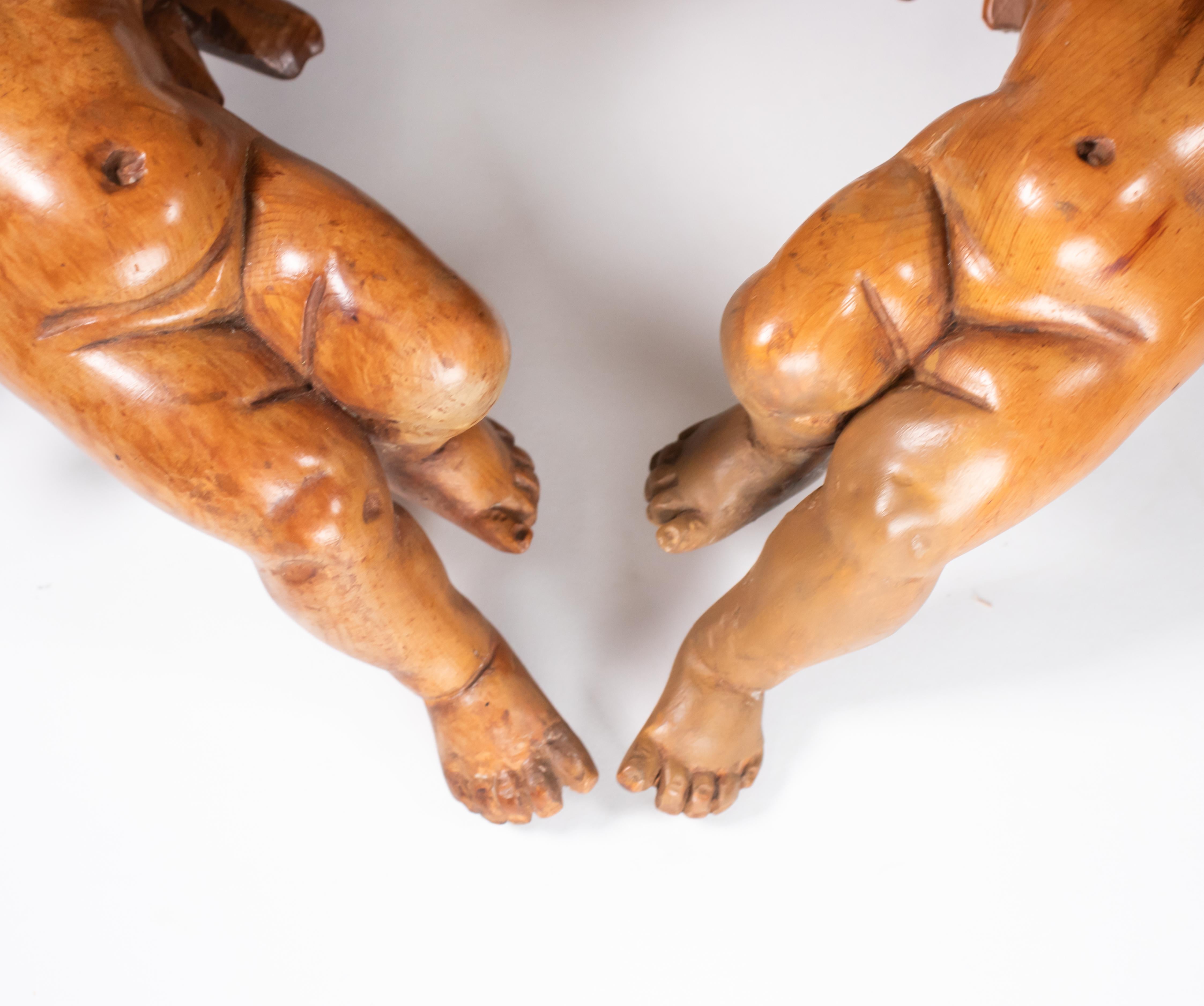 Pair of 19th Century Italian Hand Carved Walnut Brackets with Angels 3
