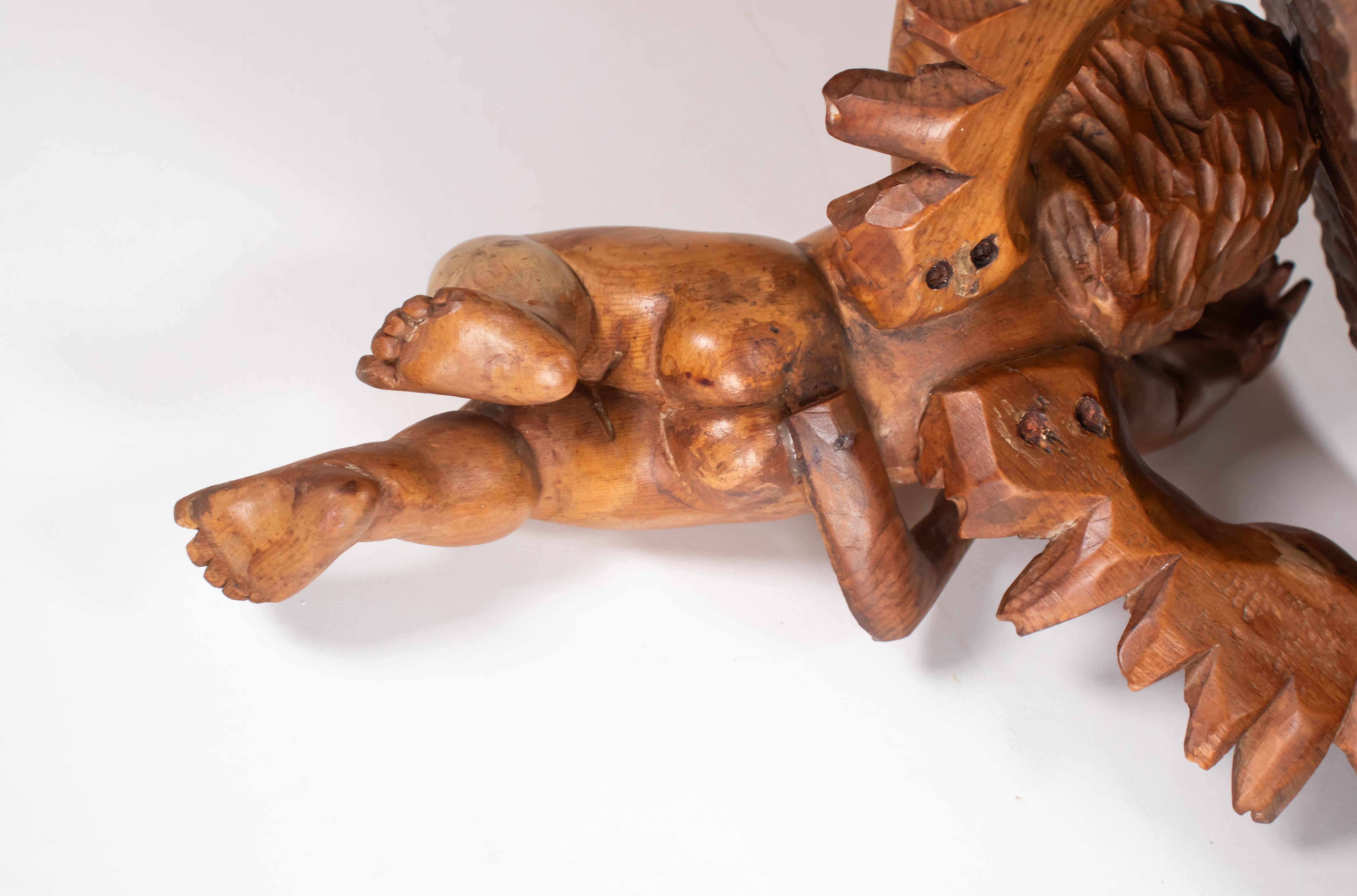 Pair of 19th Century Italian Hand Carved Walnut Brackets with Angels 4