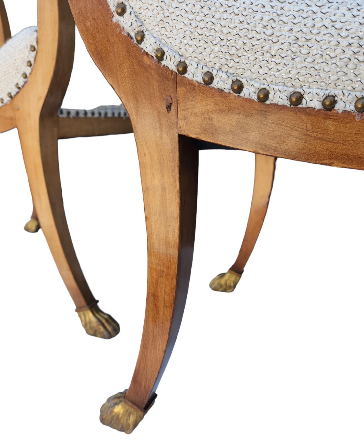 Néoclassique Paire de tabourets italiens à poignée du 19ème siècle en vente
