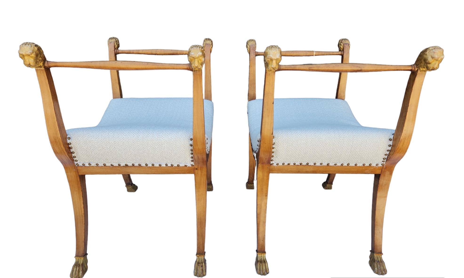 XIXe siècle Paire de tabourets italiens à poignée du 19ème siècle en vente