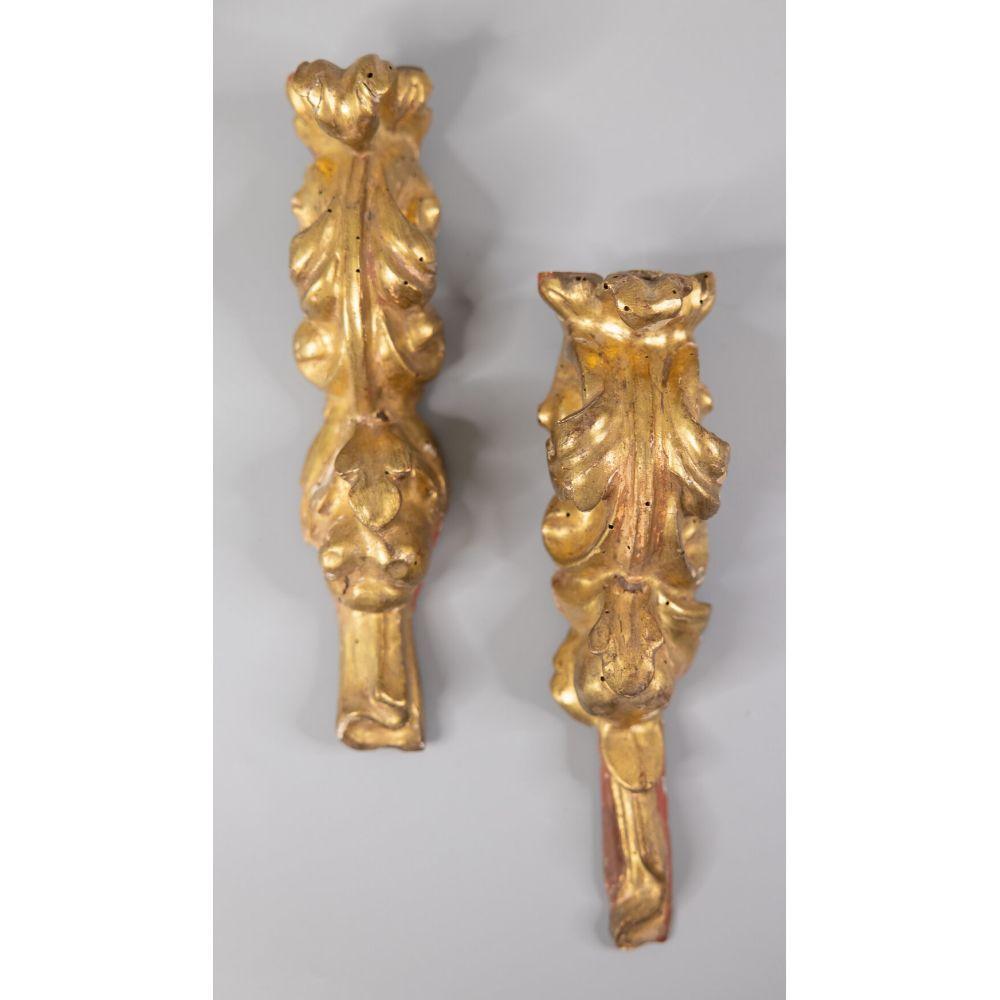 Neoclassical Pair of 19th Century Italian Hanging Giltwood Fragments Wall Decor