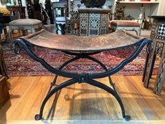 Pair Of 19th Century Italian Iron And Leather Benches