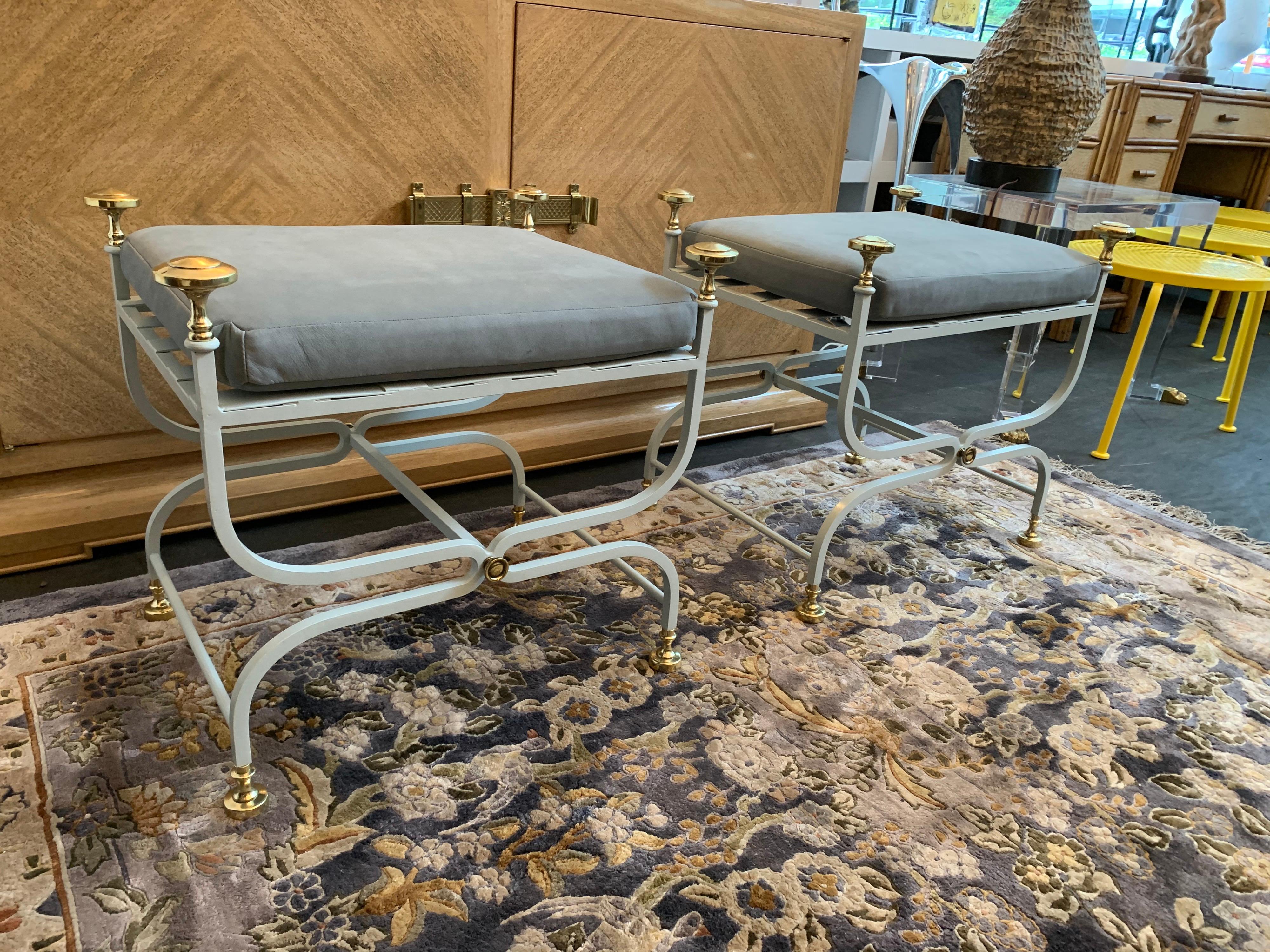 Pair of 20th Century Italian Iron Savonarola Benches, circa 1940s 4