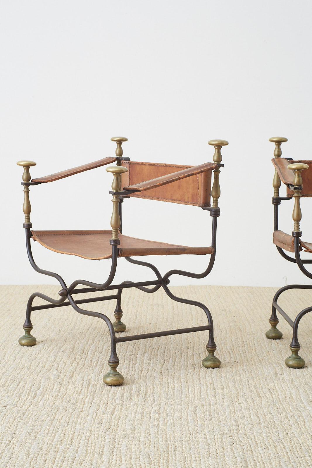 Pair of 19th Century Italian Iron Savonarola Dante Chairs 1