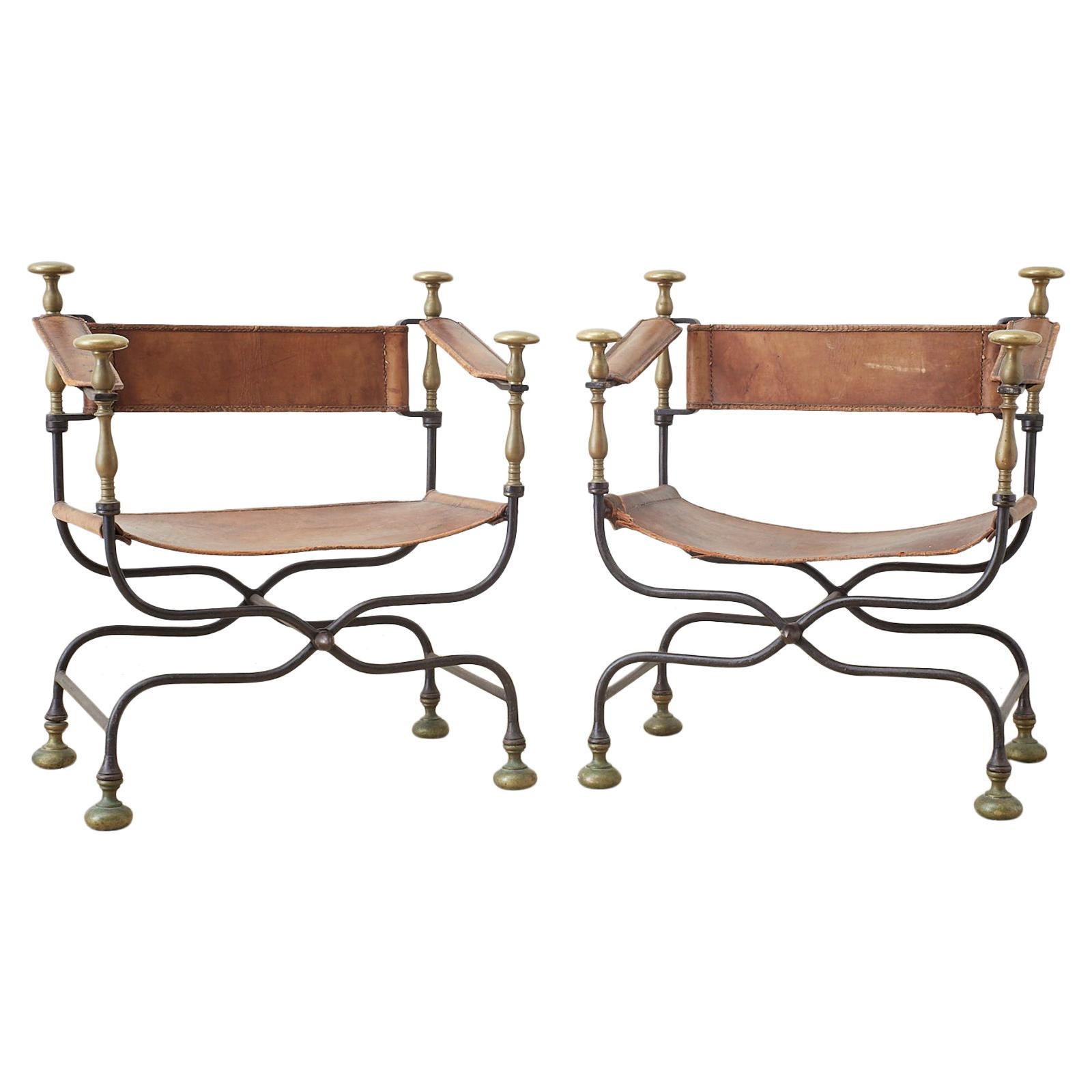 Pair of 19th Century Italian Iron Savonarola Dante Chairs