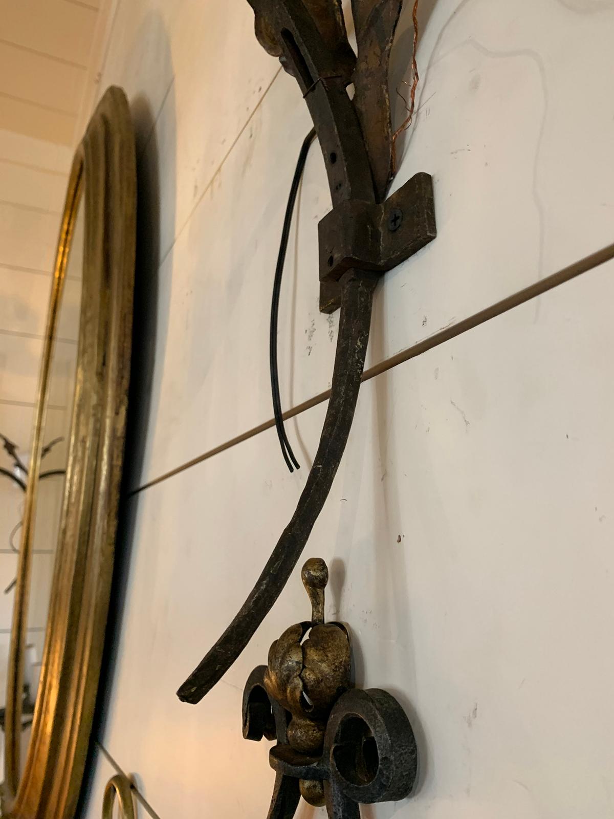 Pair of 19th Century Italian Iron Sconces For Sale 8