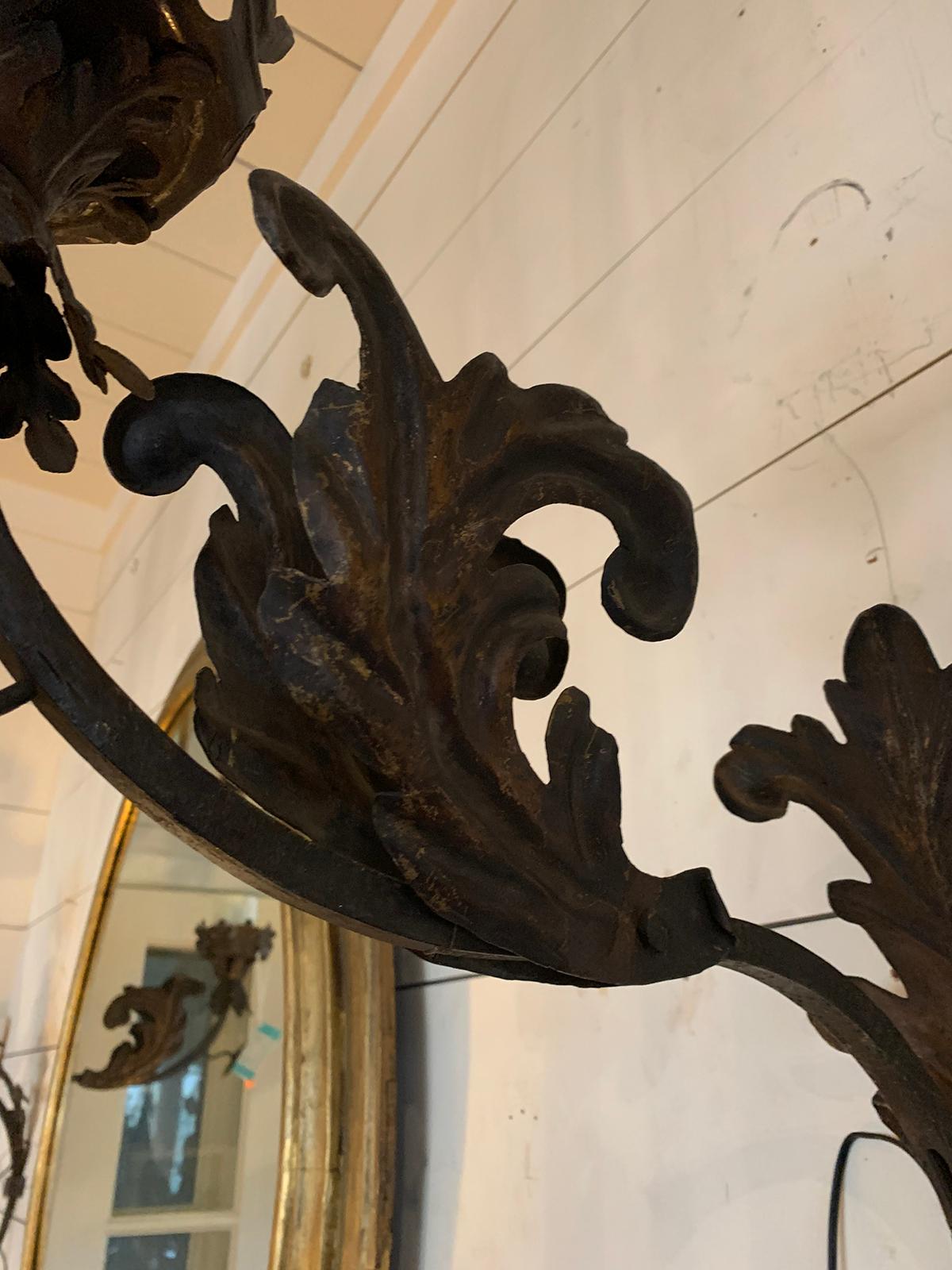 Pair of 19th Century Italian Iron Sconces For Sale 5