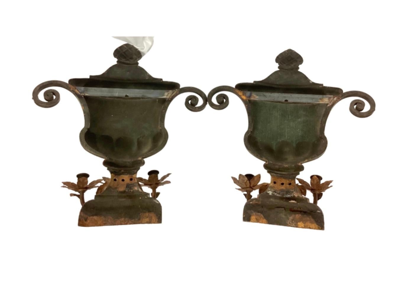 Pair of 19th Century Italian Iron Wall Sconces For Sale 2