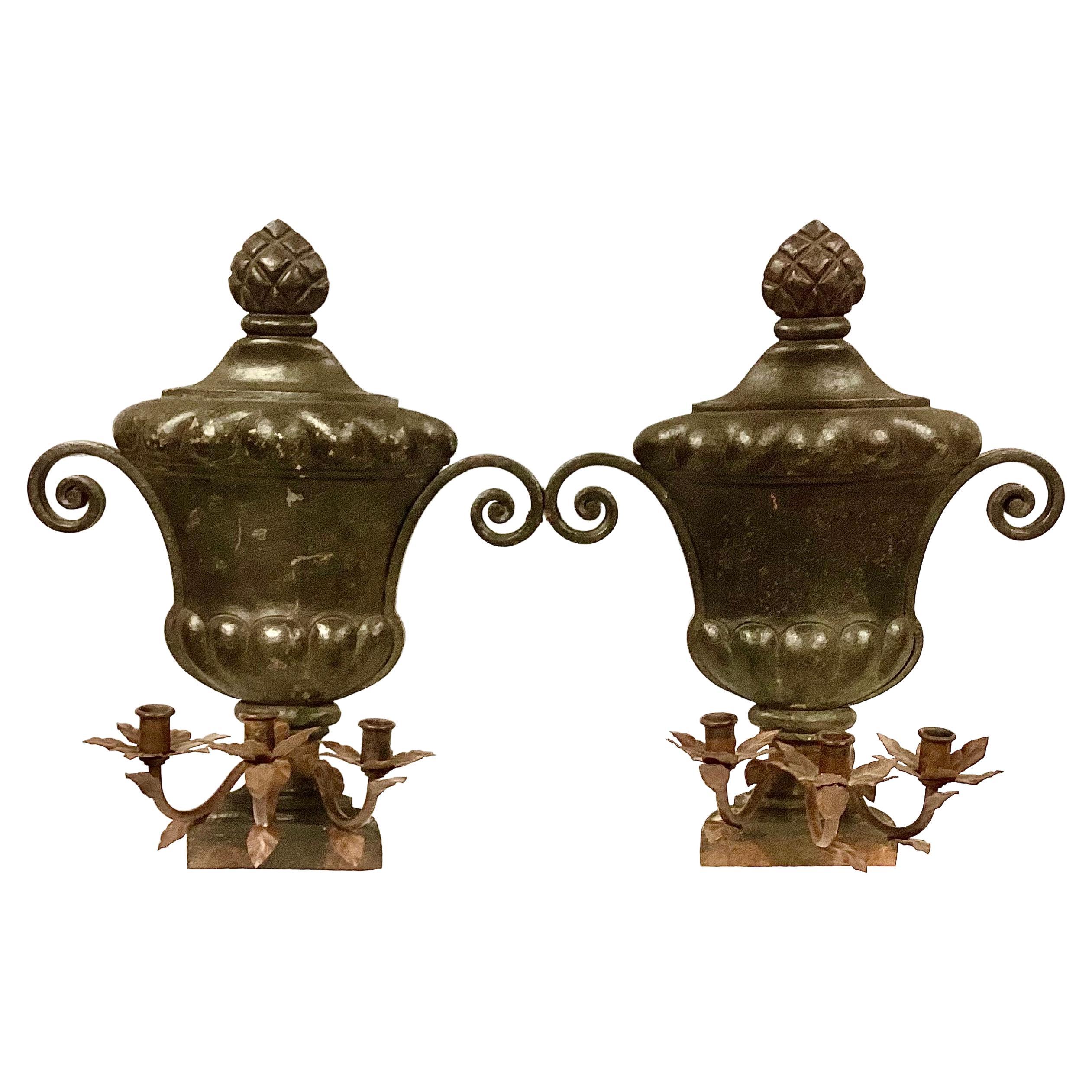 Pair of 19th Century Italian Iron Wall Sconces For Sale 3