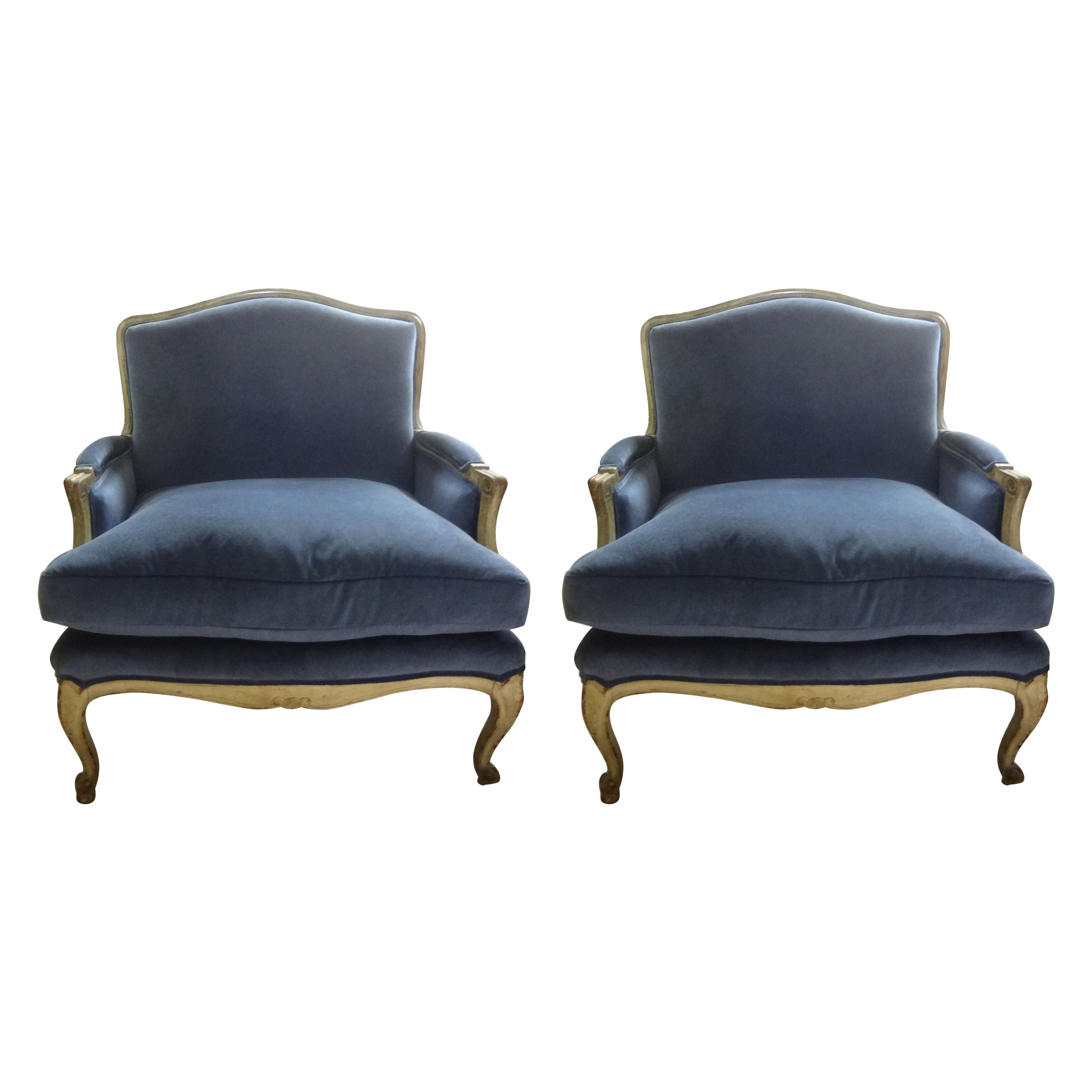 Pair of 19th Century Italian Louis XV-XVI Style Painted Marquise For Sale