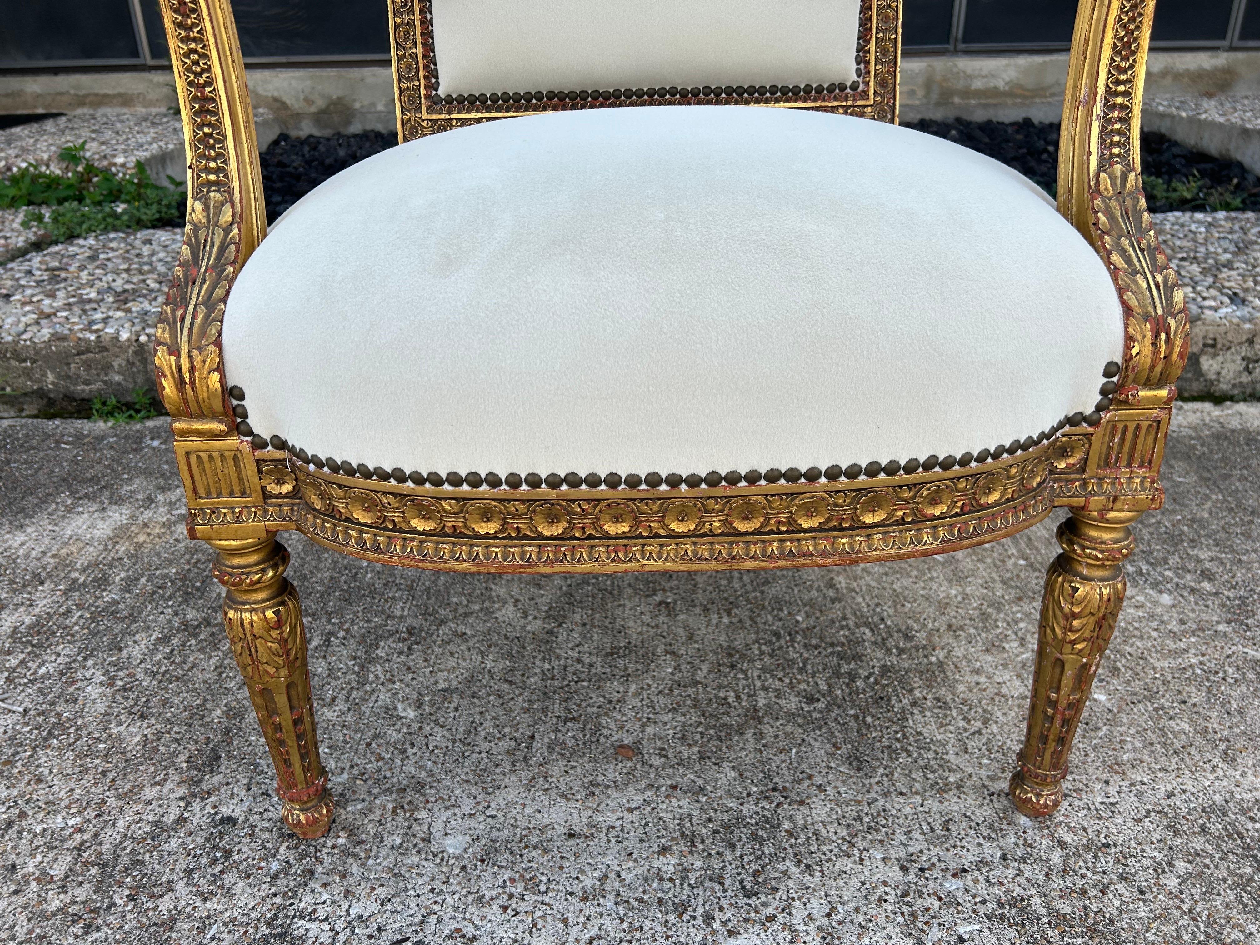 Paire de chaises italiennes de style Louis XVI du 19ème siècle en vente 7