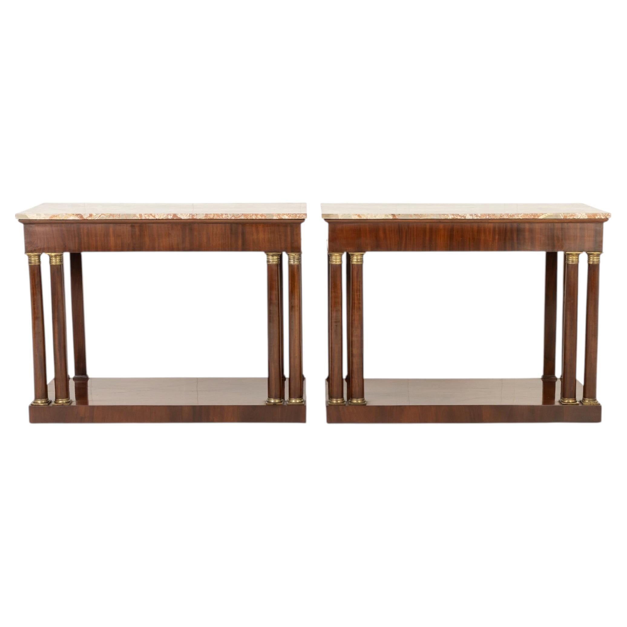 Pair of 19th Century Italian Mahogany Console Tables