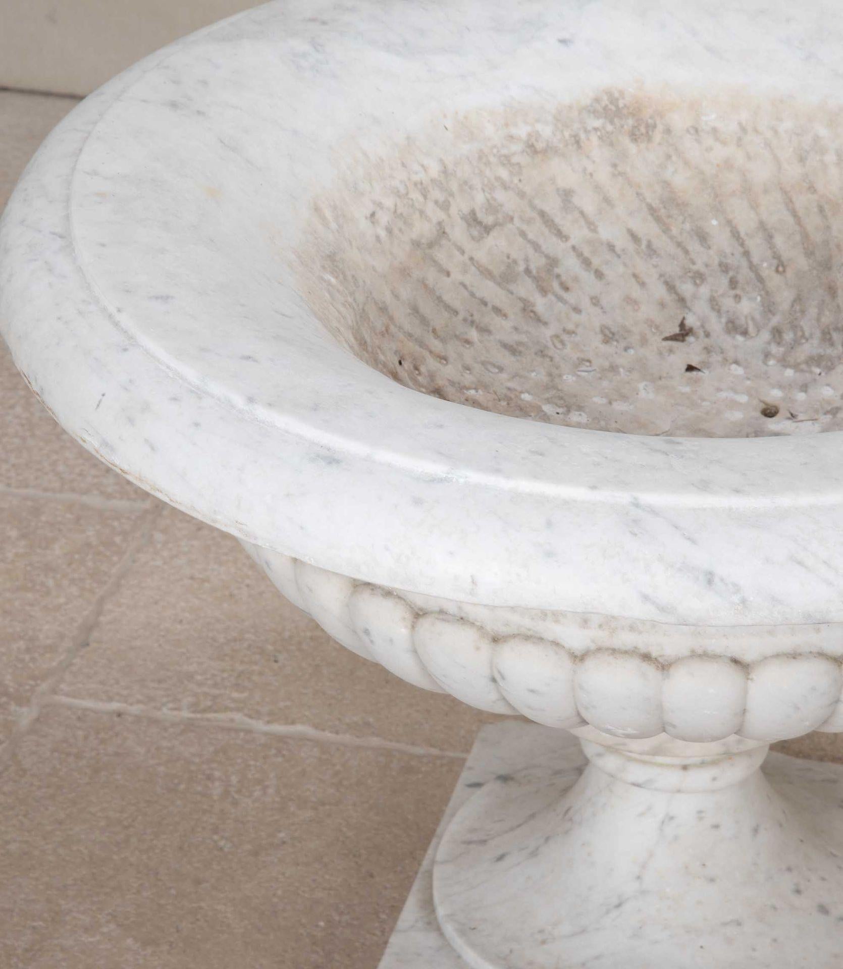 Pair of 19th Century Italian Marble Tazza Urns For Sale 2