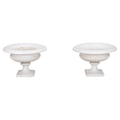 Pair of 19th Century Italian Marble Tazza Urns