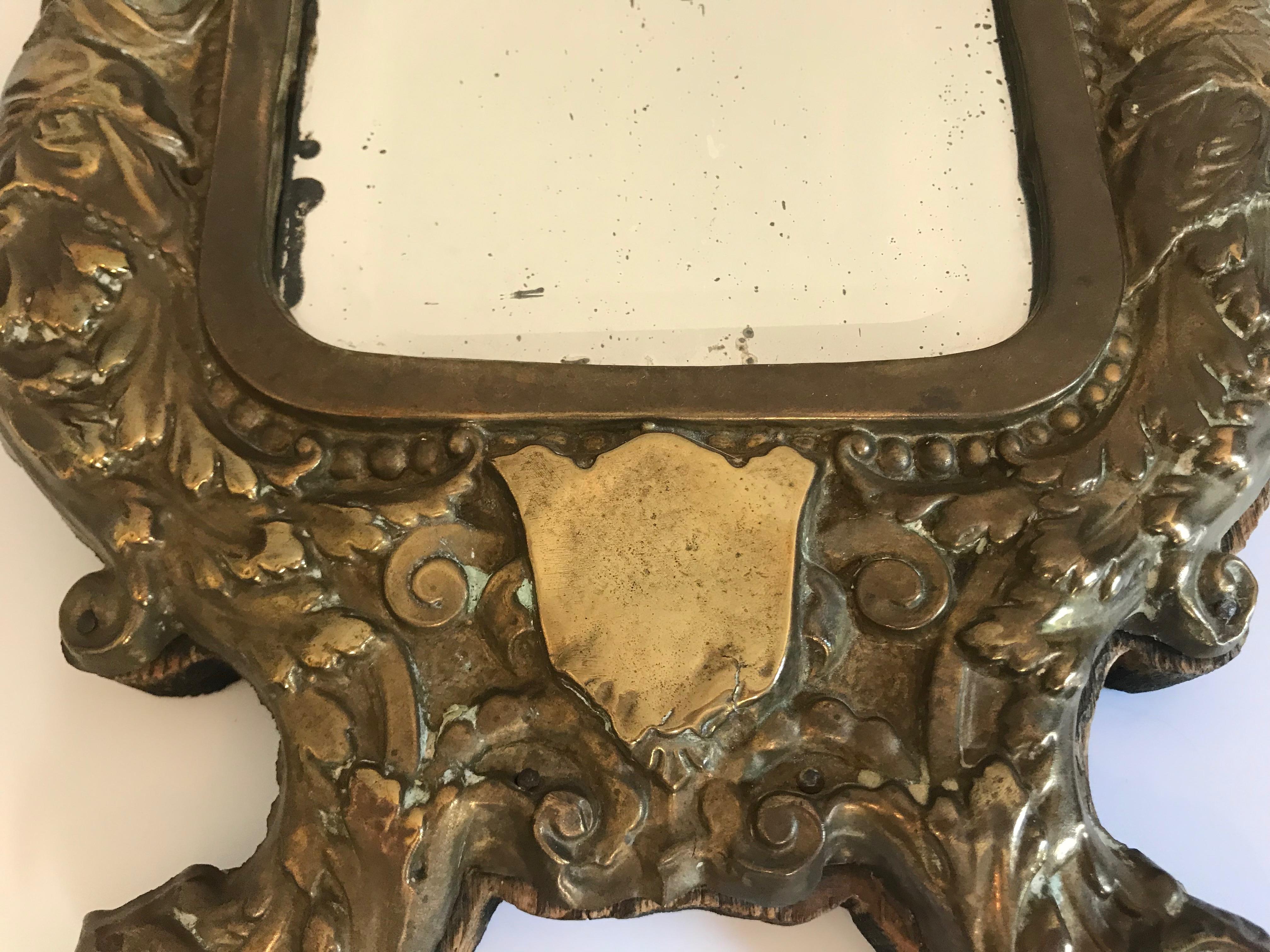 Pair of 19th Century Italian Mirrors in Ornate Brass Frames For Sale 7