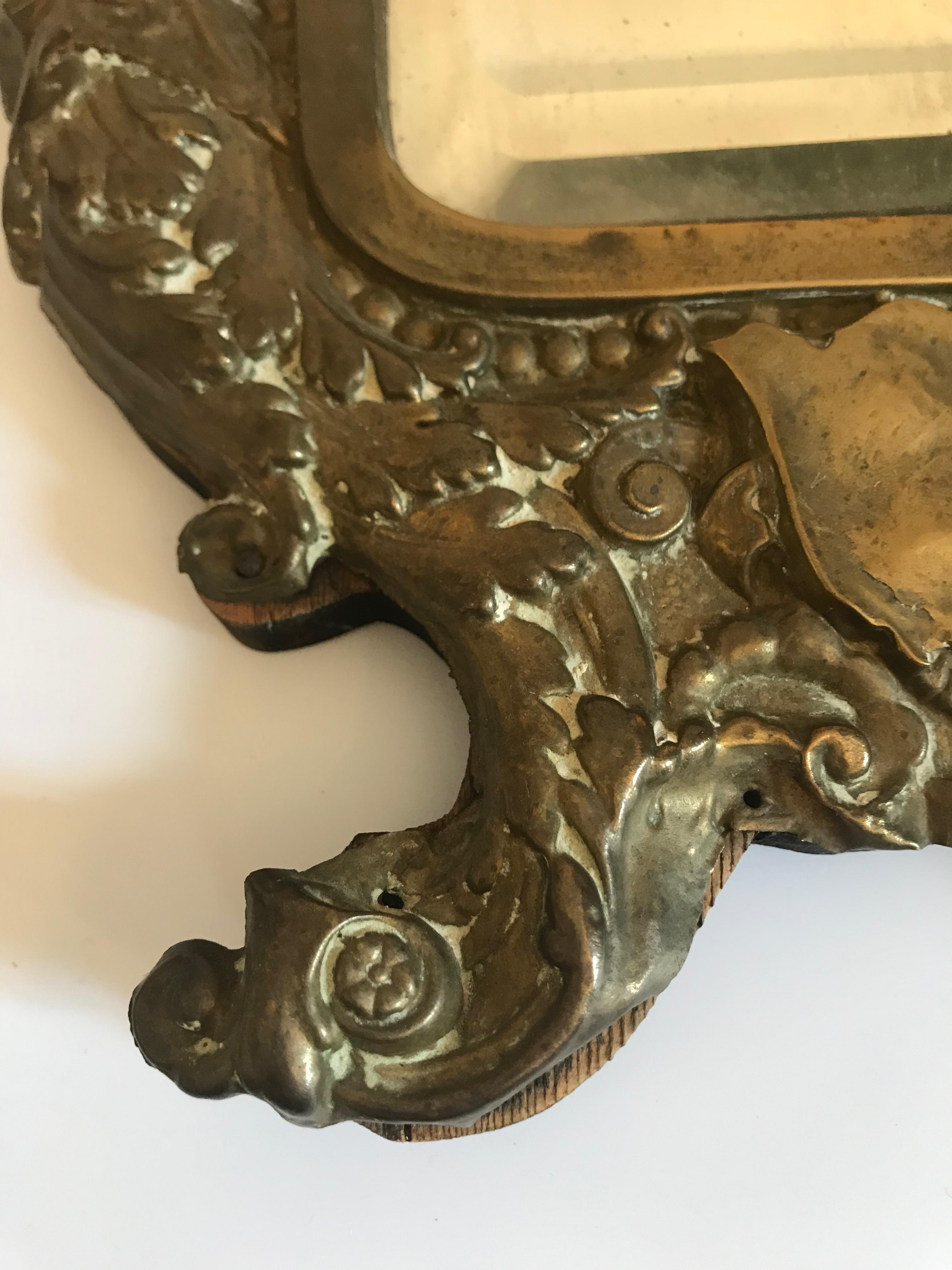 Pair of 19th Century Italian Mirrors in Ornate Brass Frames In Good Condition For Sale In Nashville, TN