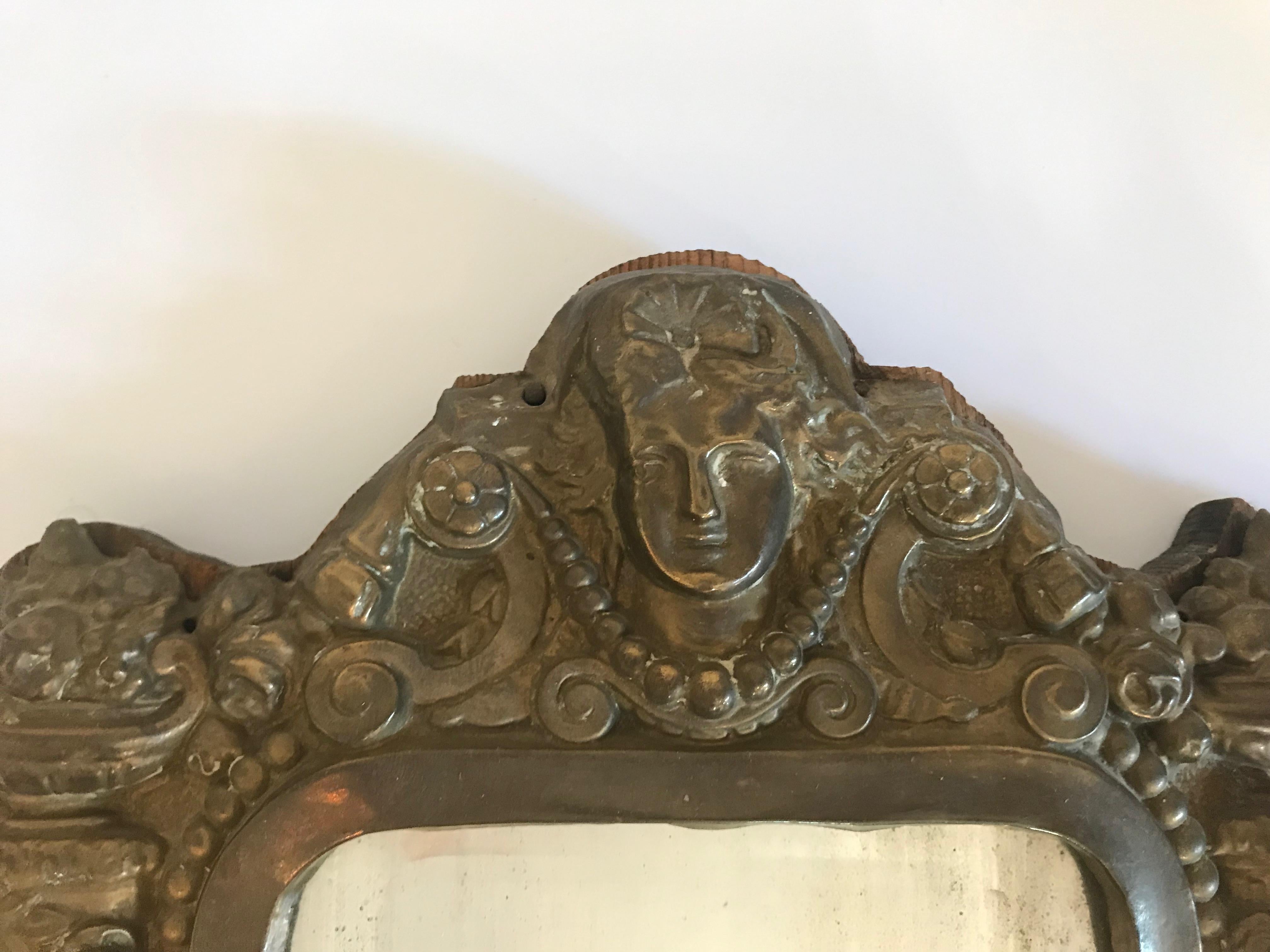 Pair of 19th Century Italian Mirrors in Ornate Brass Frames For Sale 3