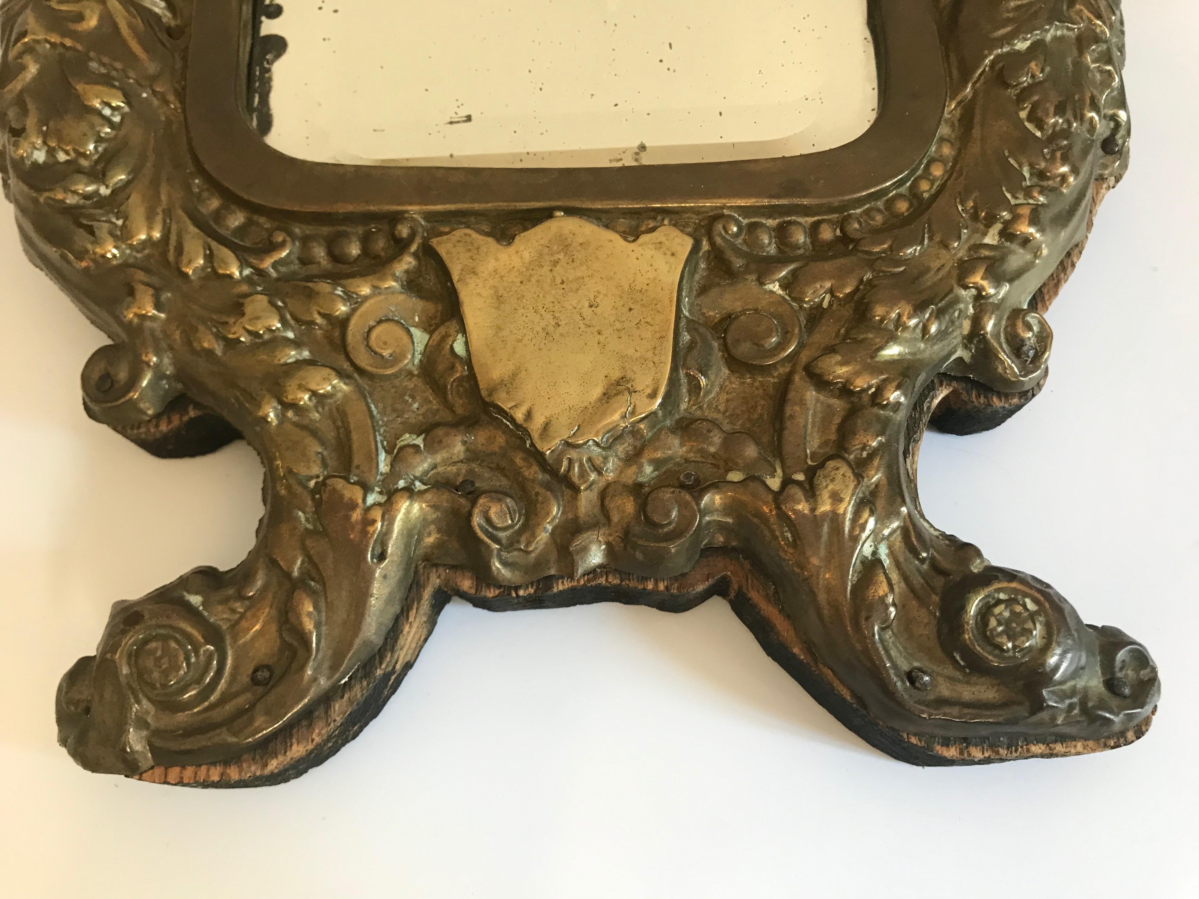 Pair of 19th Century Italian Mirrors in Ornate Brass Frames For Sale 6