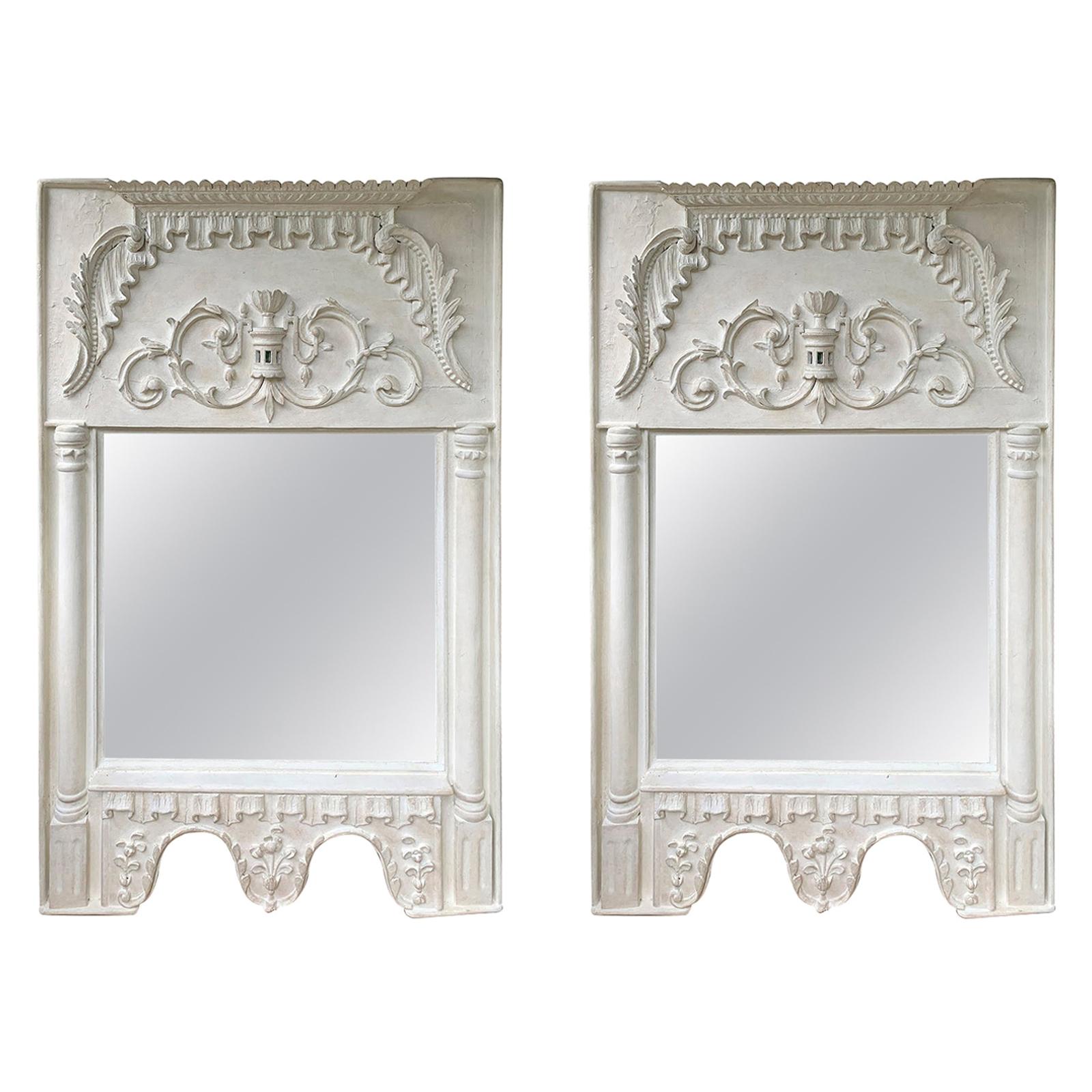 Pair of 19th Century / 20th Century Italian Hand Carved Mirrors  Custom Finish