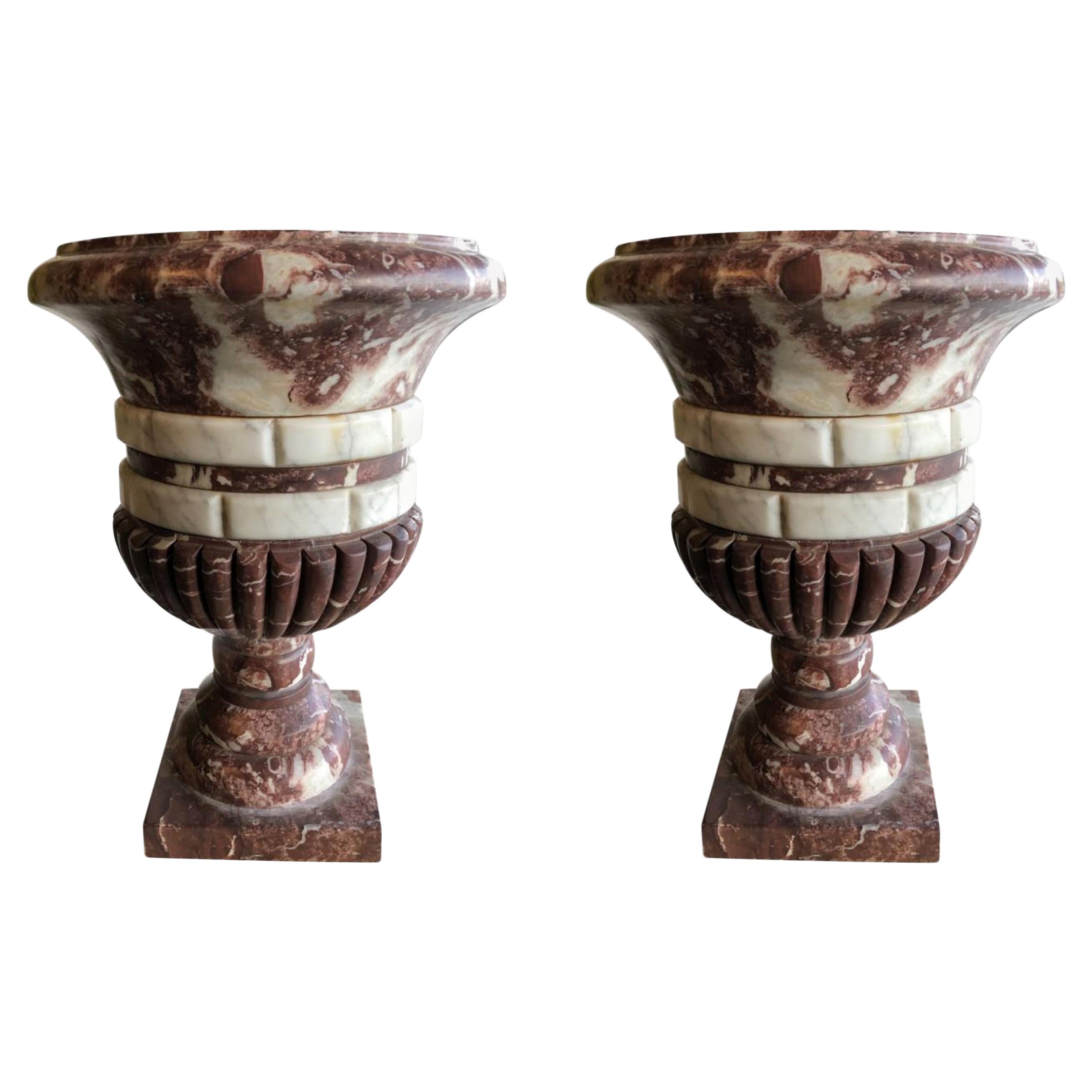 Pair of 19th Century Italian Neo-classic Rosso Antico & Carrara Marble
