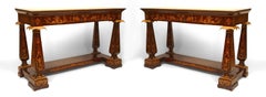 Pair of Italian Neo-Classic Rosewood Chinoiserie Console Tables