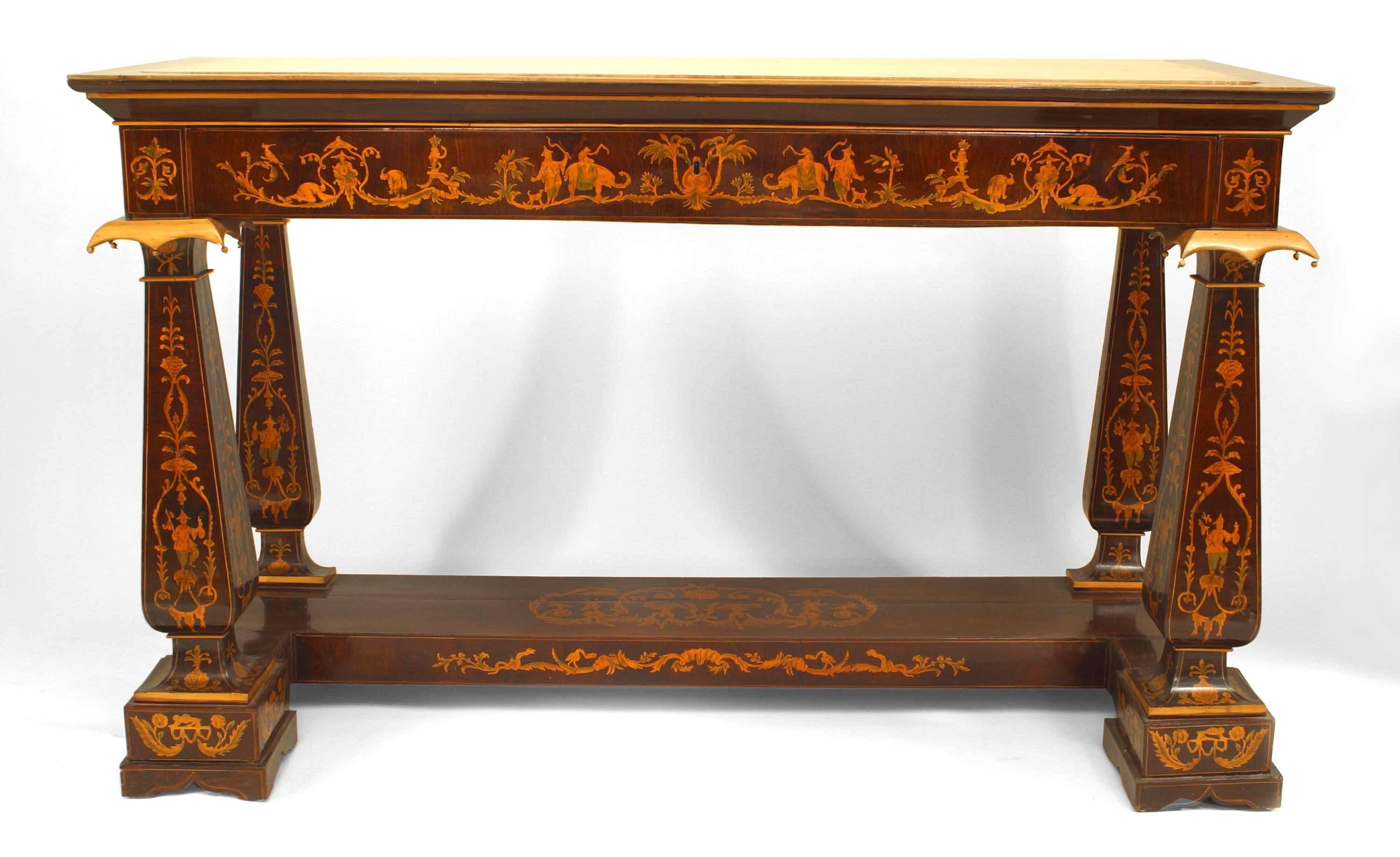 Pair of Italian Neo-Classic Rosewood Chinoiserie Console Tables In Good Condition For Sale In New York, NY