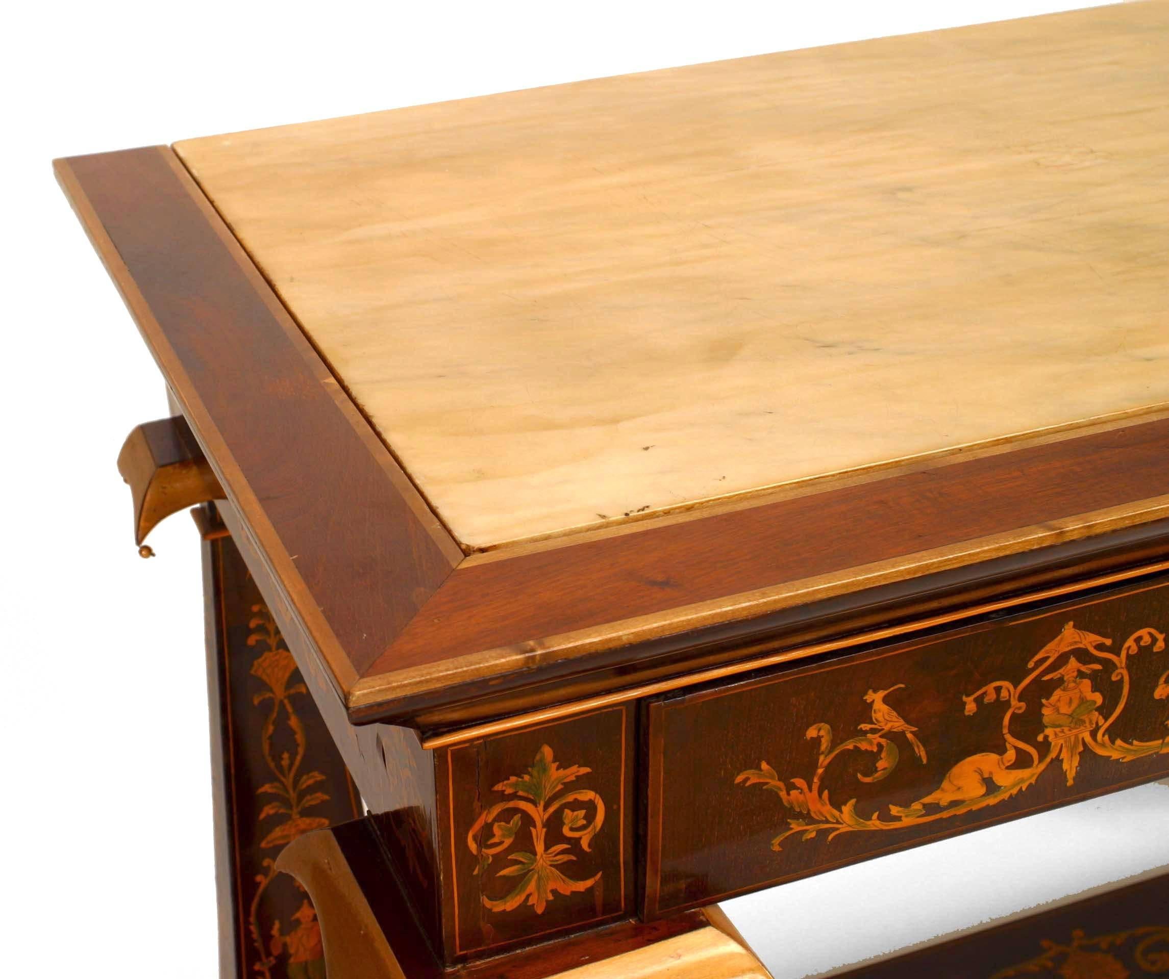 19th Century Pair of Italian Neo-Classic Rosewood Chinoiserie Console Tables For Sale