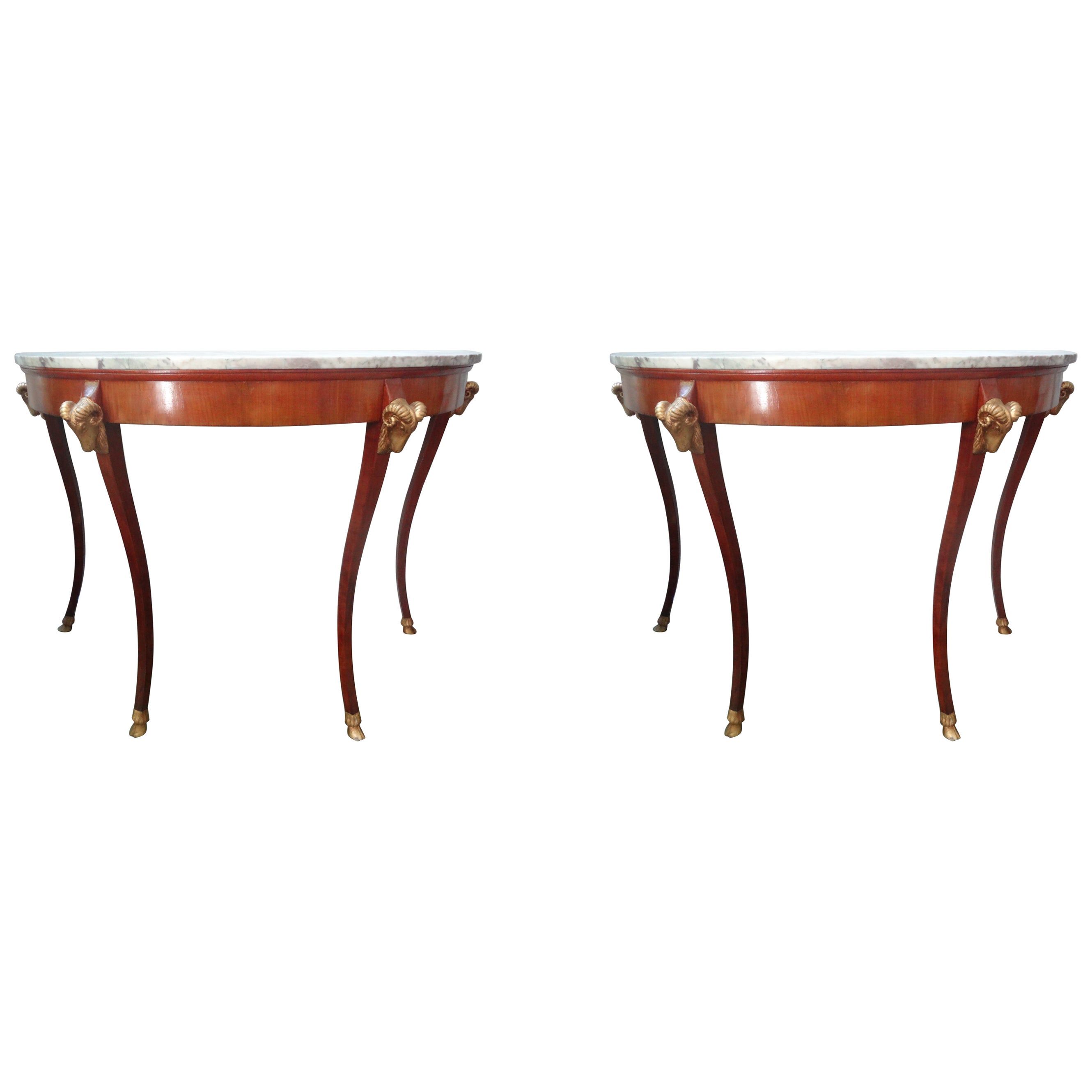 Coppia di tavoli da console in stile neoclassico italiano del XIX secolo