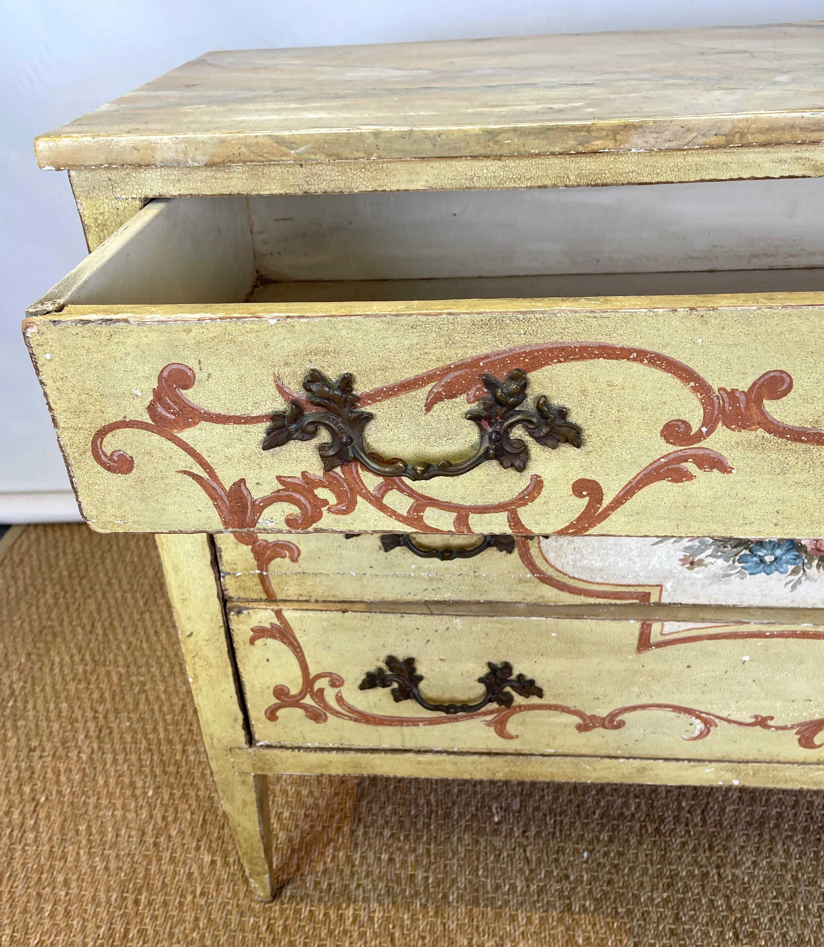 Pair of 19th Century Italian Paint Decorated Commodes or Chests For Sale 9