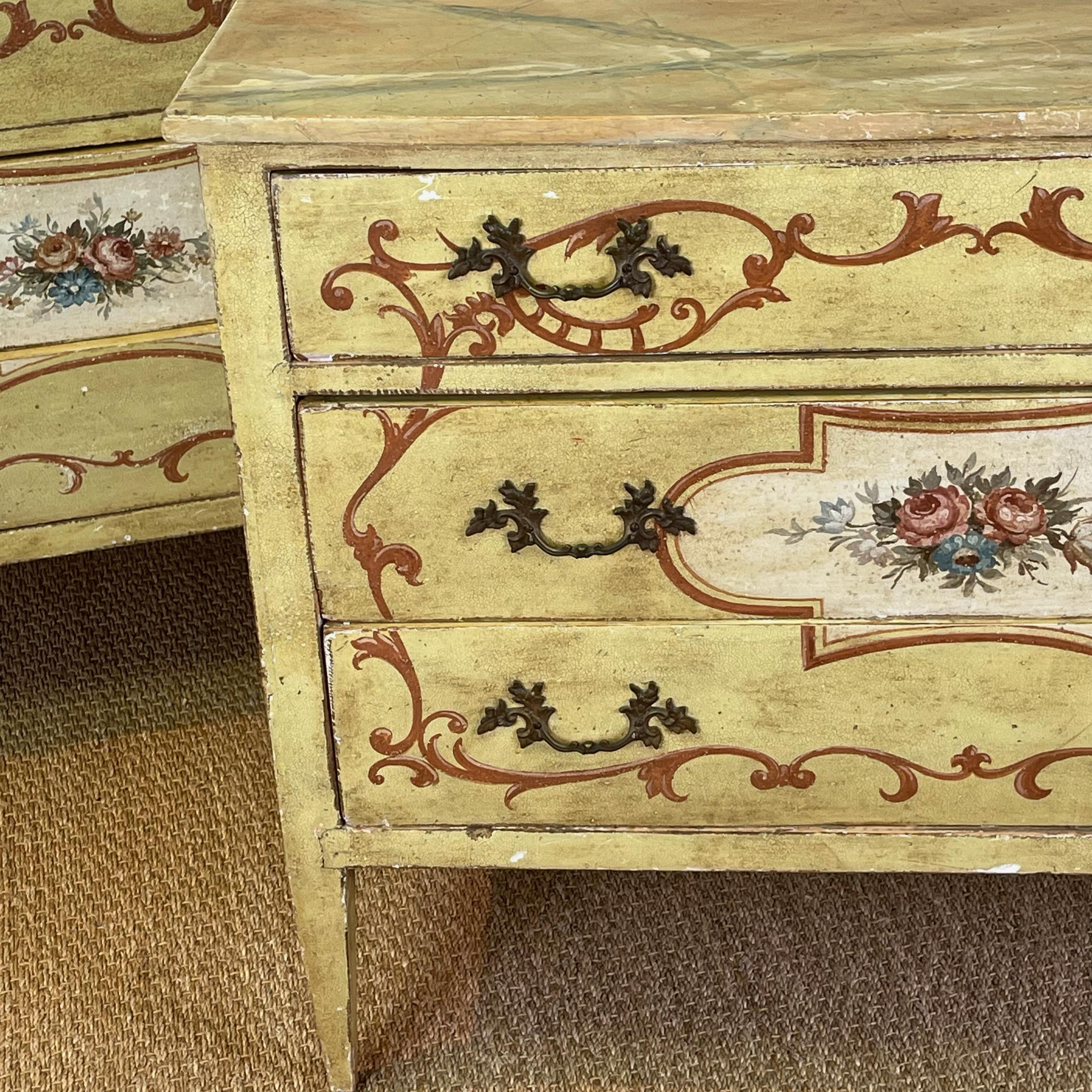 Pair of 19th Century Italian Paint Decorated Commodes or Chests For Sale 1