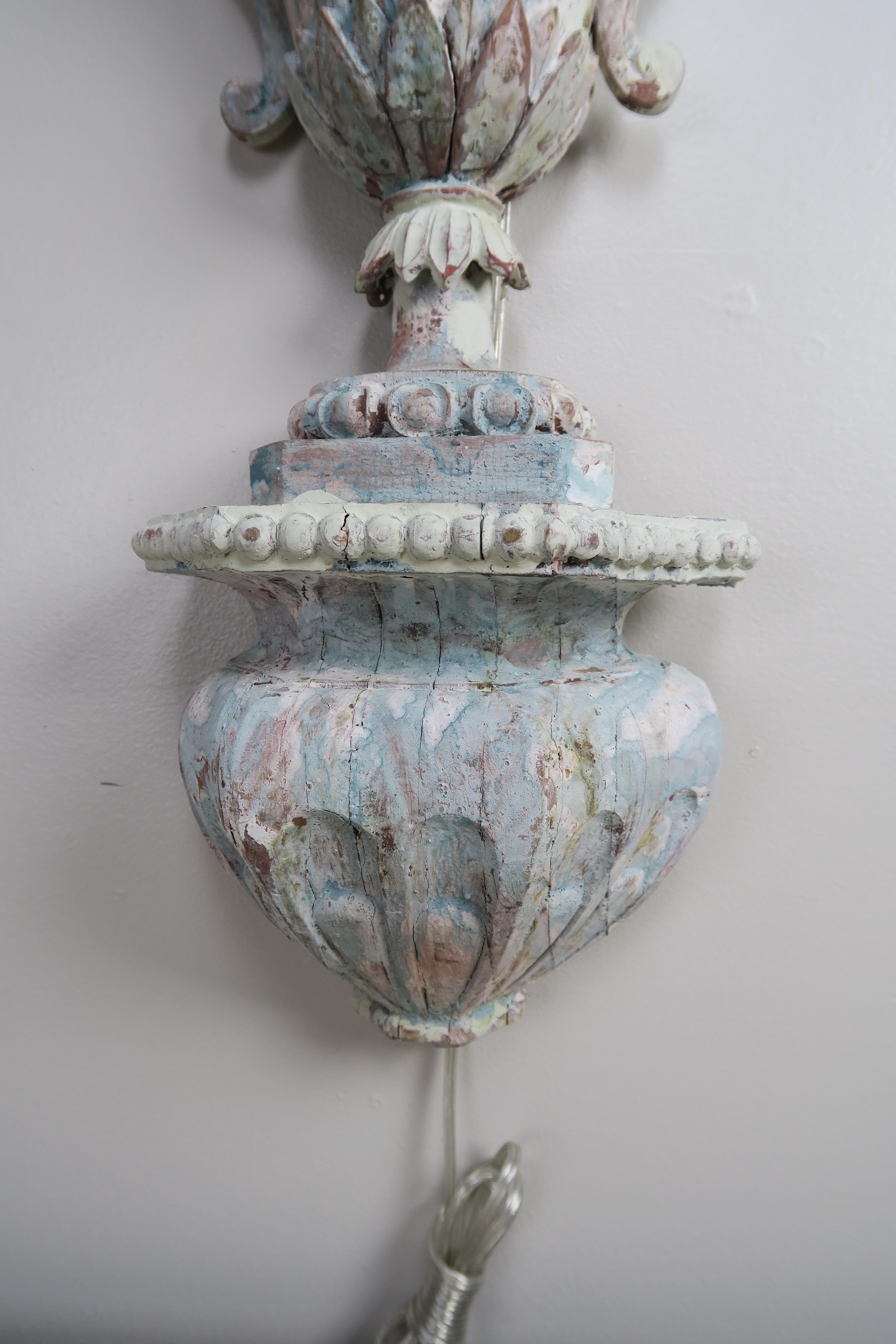 Pair of 19th Century Italian Painted 9-Light Sconces For Sale 2