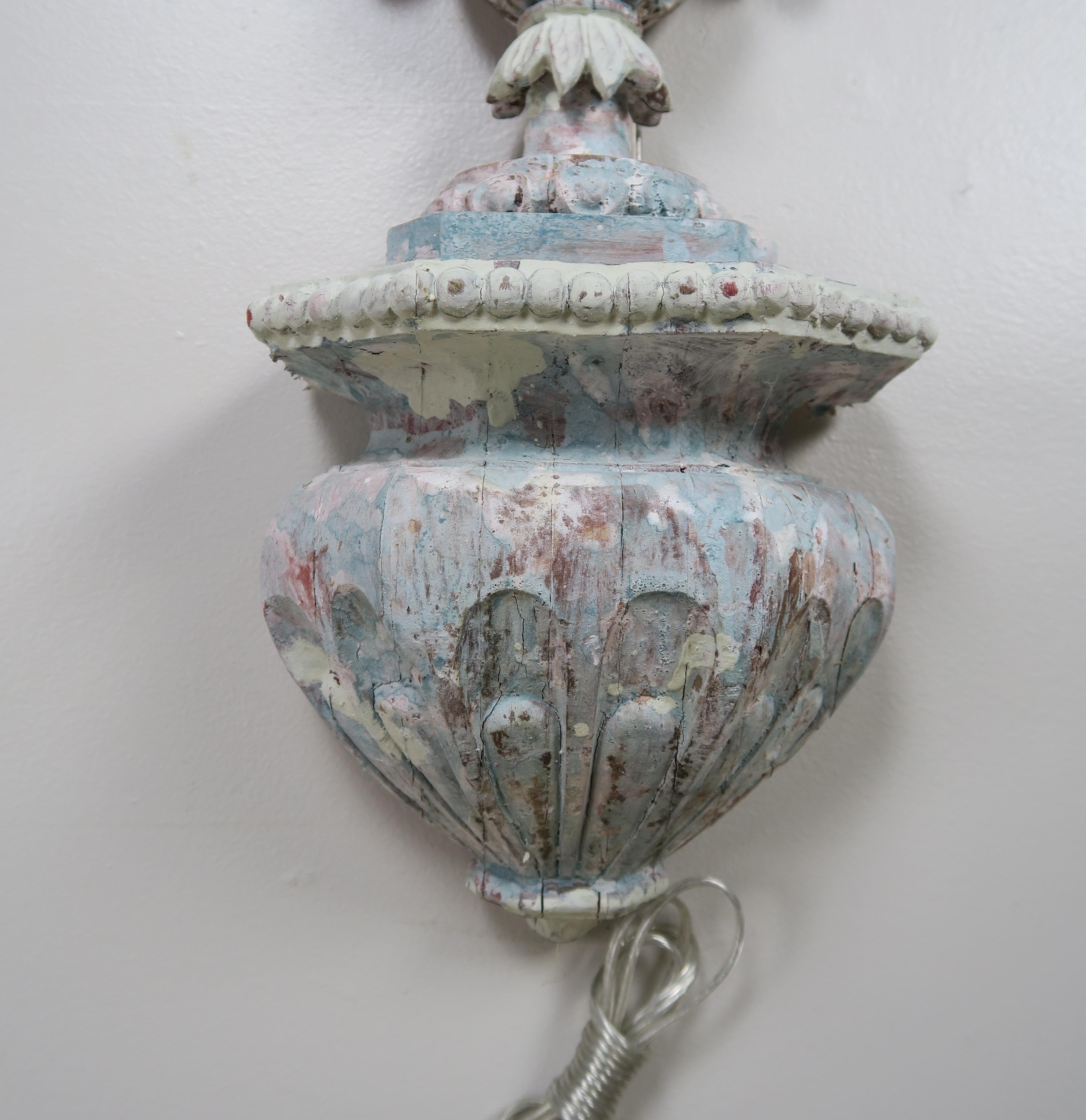Pair of 19th Century Italian Painted 9-Light Sconces For Sale 3