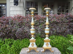 Pair of 19th Century Italian Painted And Gilt Altar Sticks or Prickets