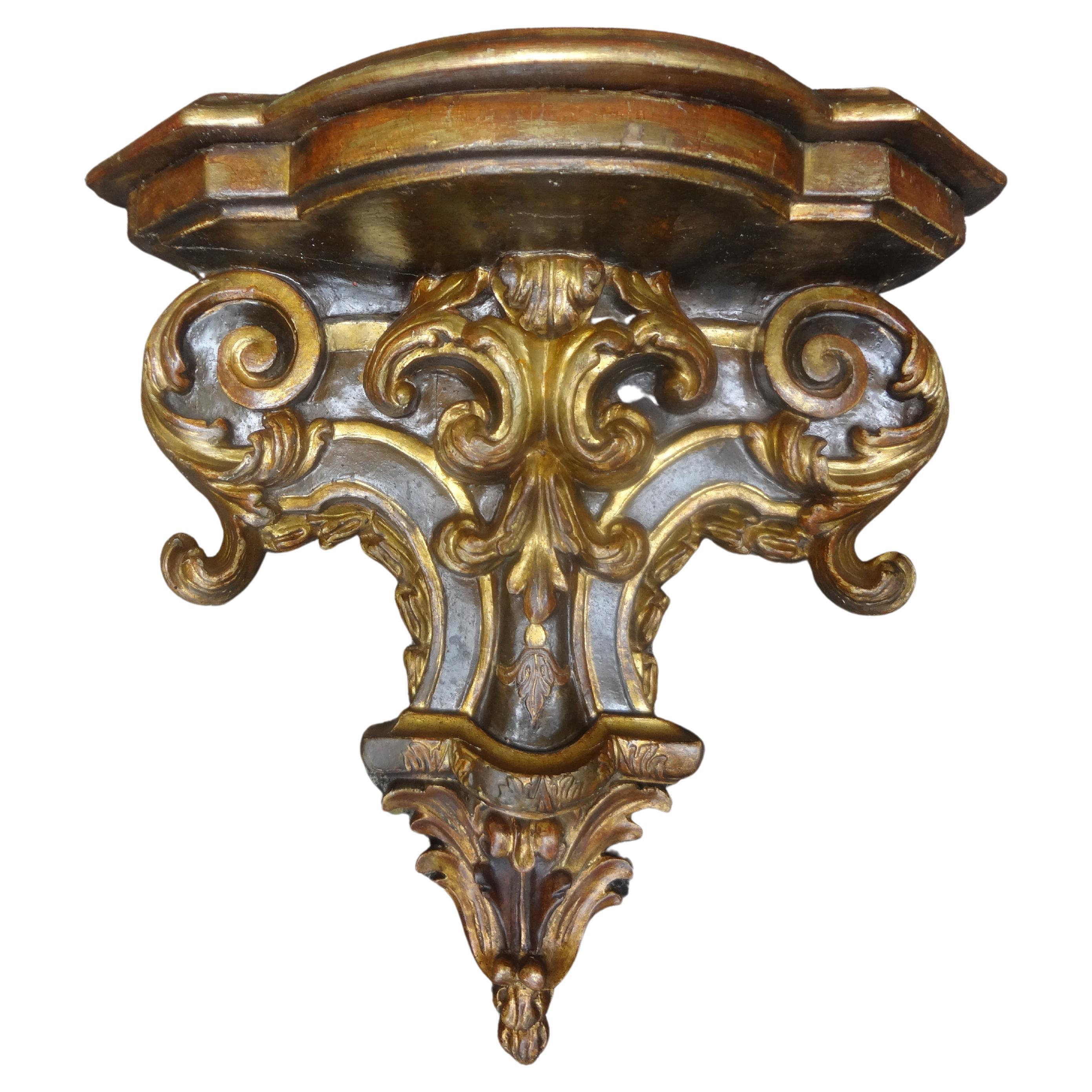 Pair Of 19th century Italian Painted and Gilt wood Wall Brackets.
Stunning large pair of Italian Baroque style painted and gilt wood wall brackets or wall consoles.
Great Size and gorgeous patina!