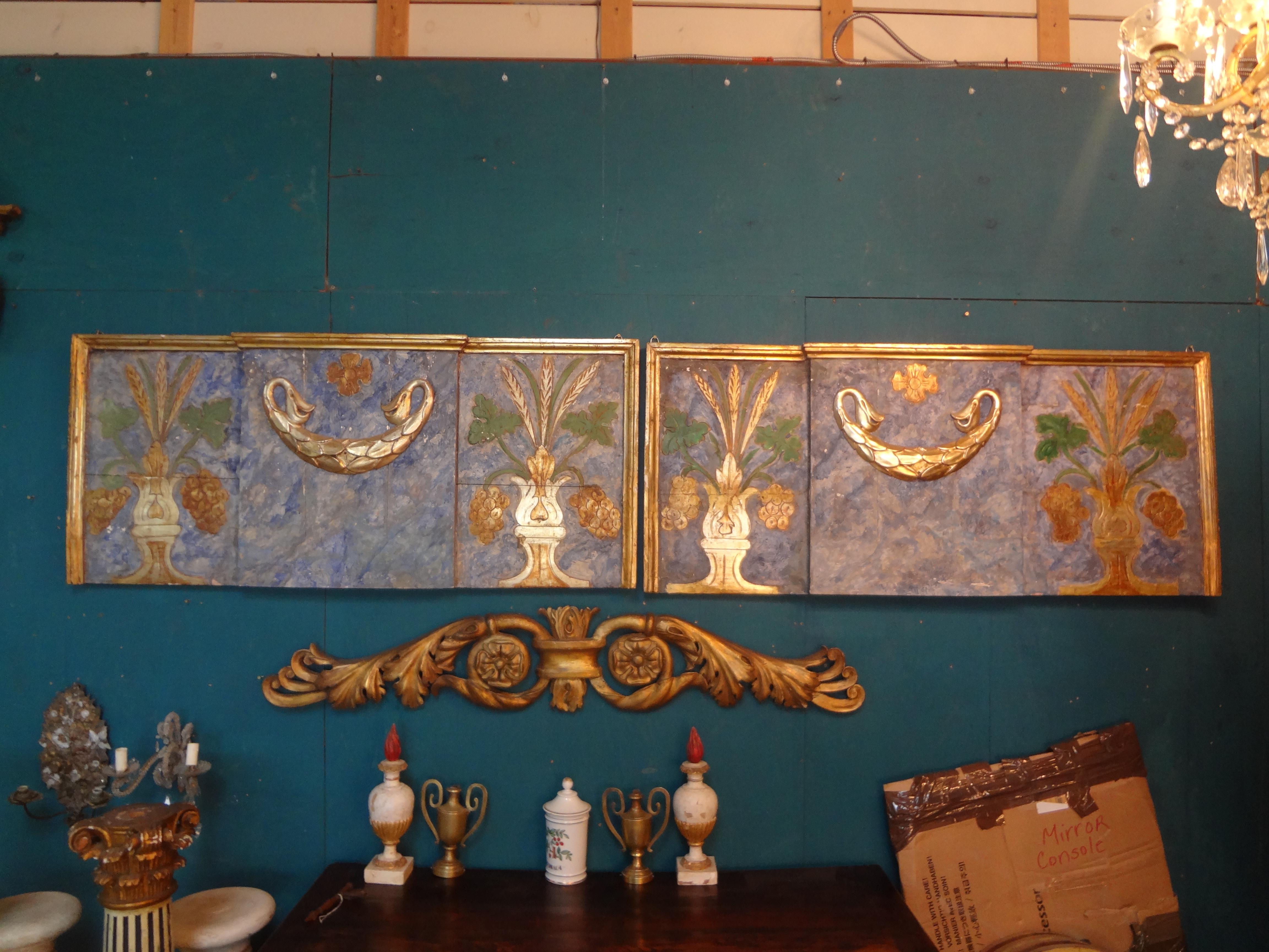 Pair of 19th Century Italian Painted and Parcel Gilt Architectural Panels 4