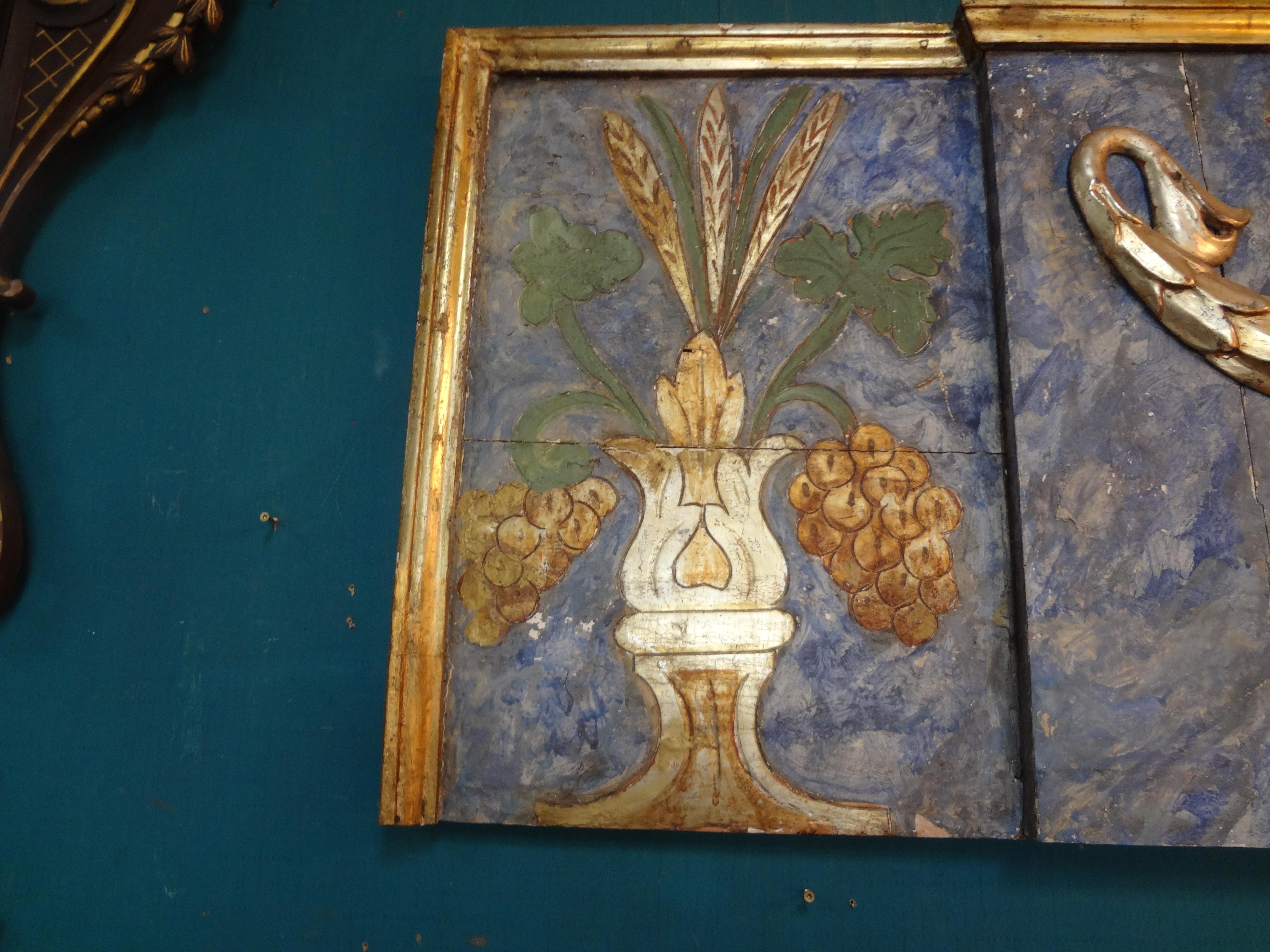 Pair of 19th Century Italian Painted and Parcel Gilt Architectural Panels In Good Condition In Houston, TX