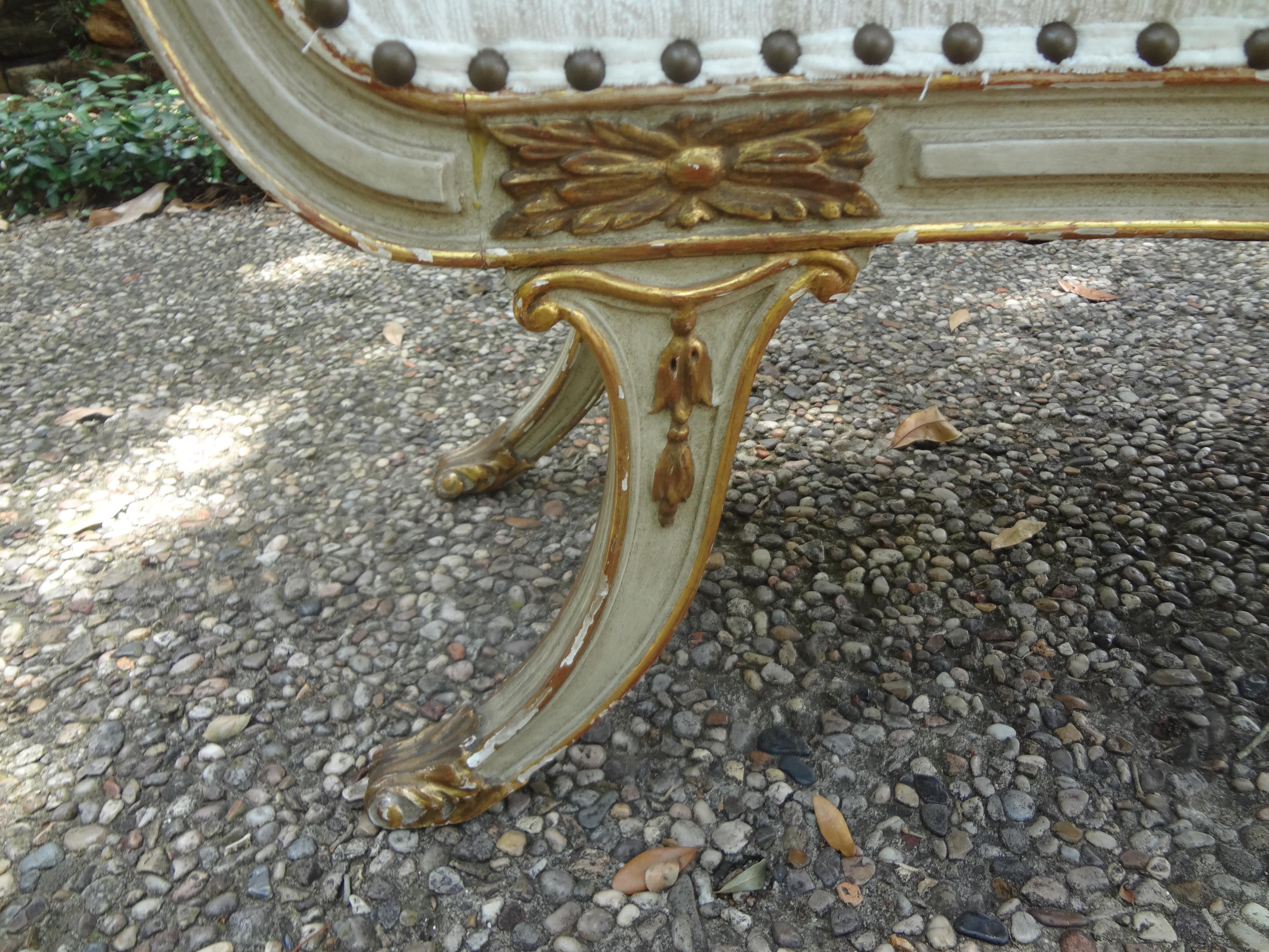 Neoclassical Pair of 19th Century Italian Painted and Parcel Gilt Benches