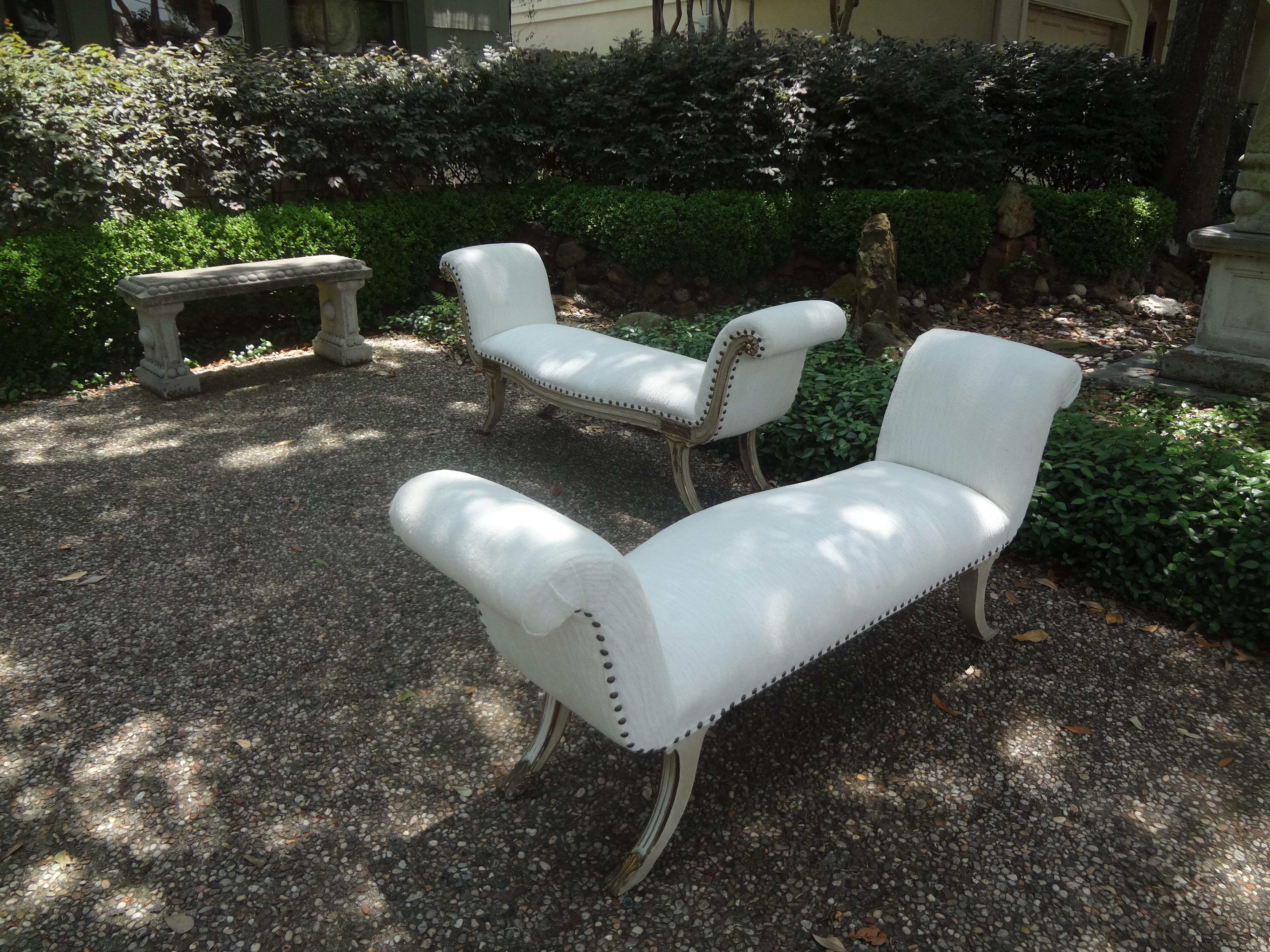 Pair of 19th Century Italian Painted and Parcel Gilt Benches 2