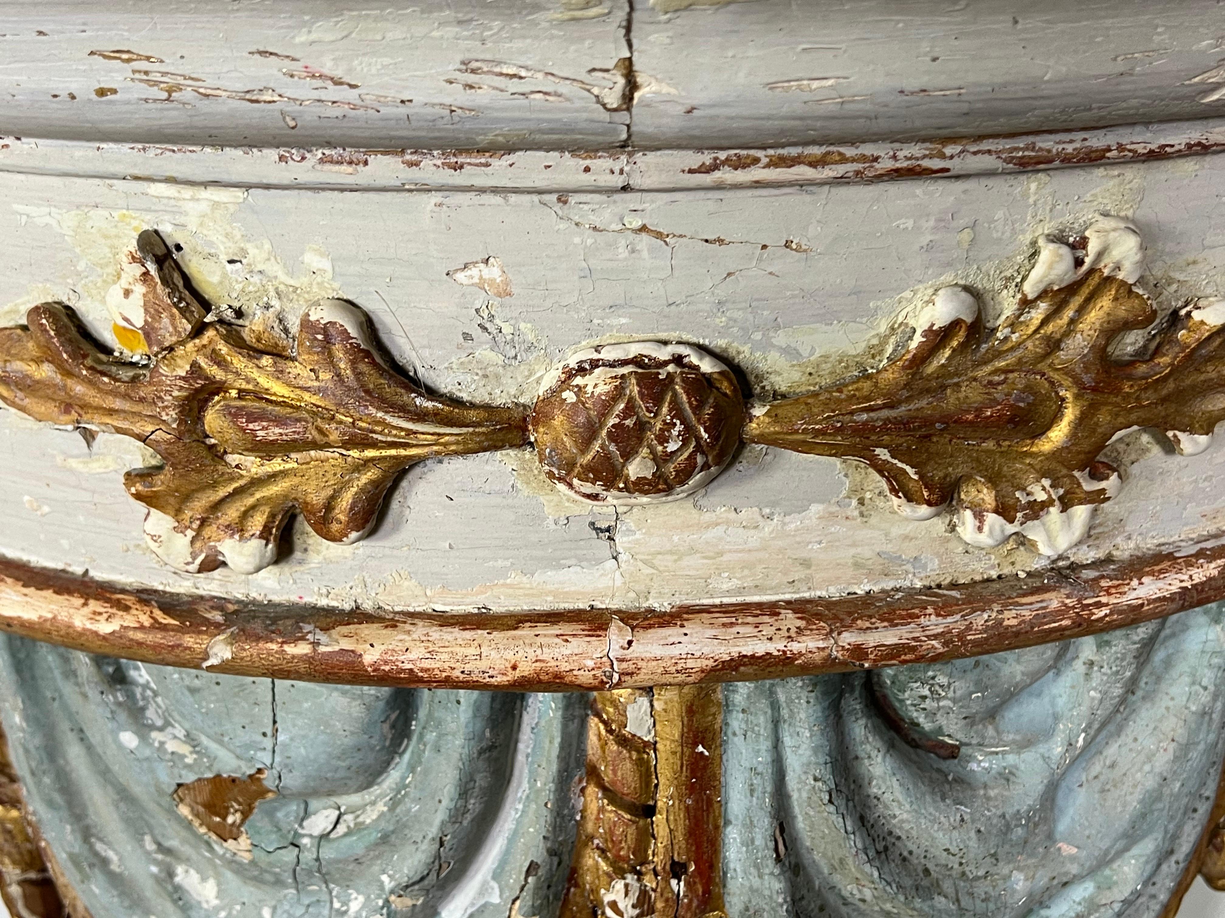 Pair of 19th century Italian Painted and Parcel Gilt Consoles For Sale 5
