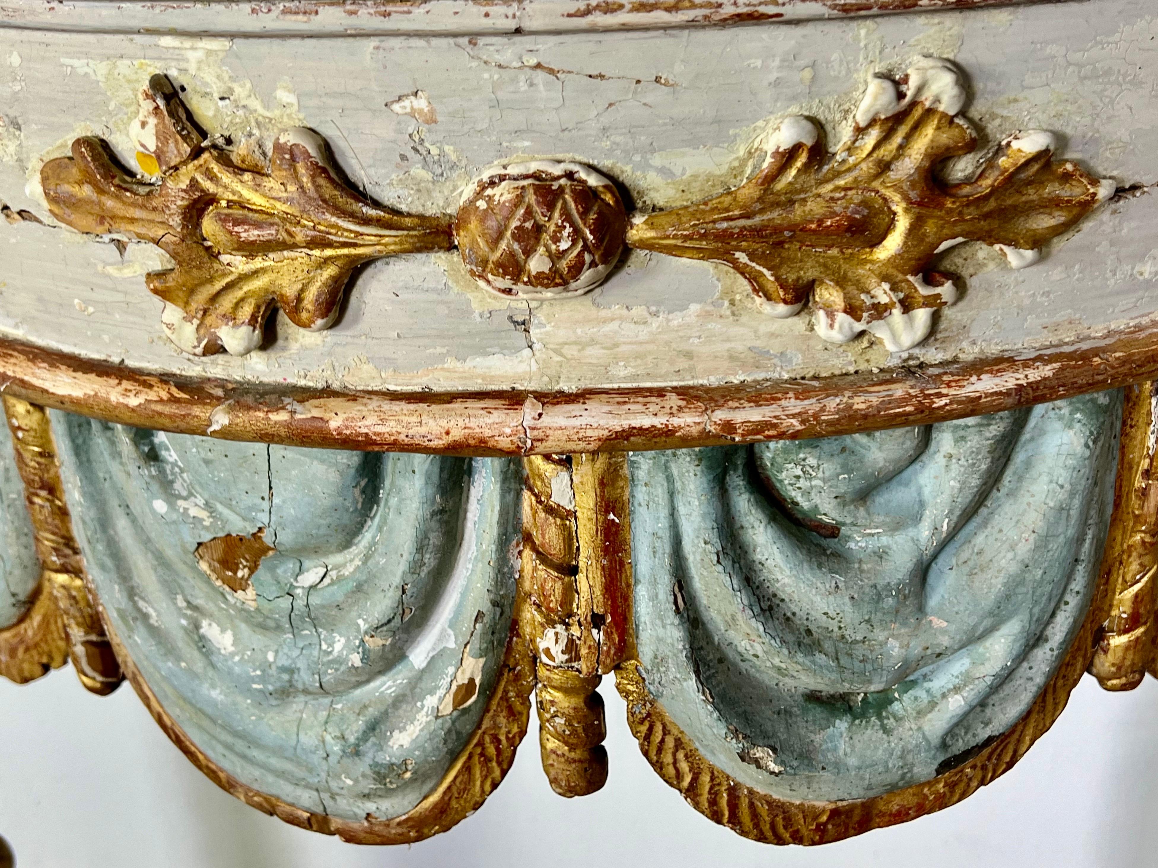 19th Century Pair of 19th century Italian Painted and Parcel Gilt Consoles For Sale