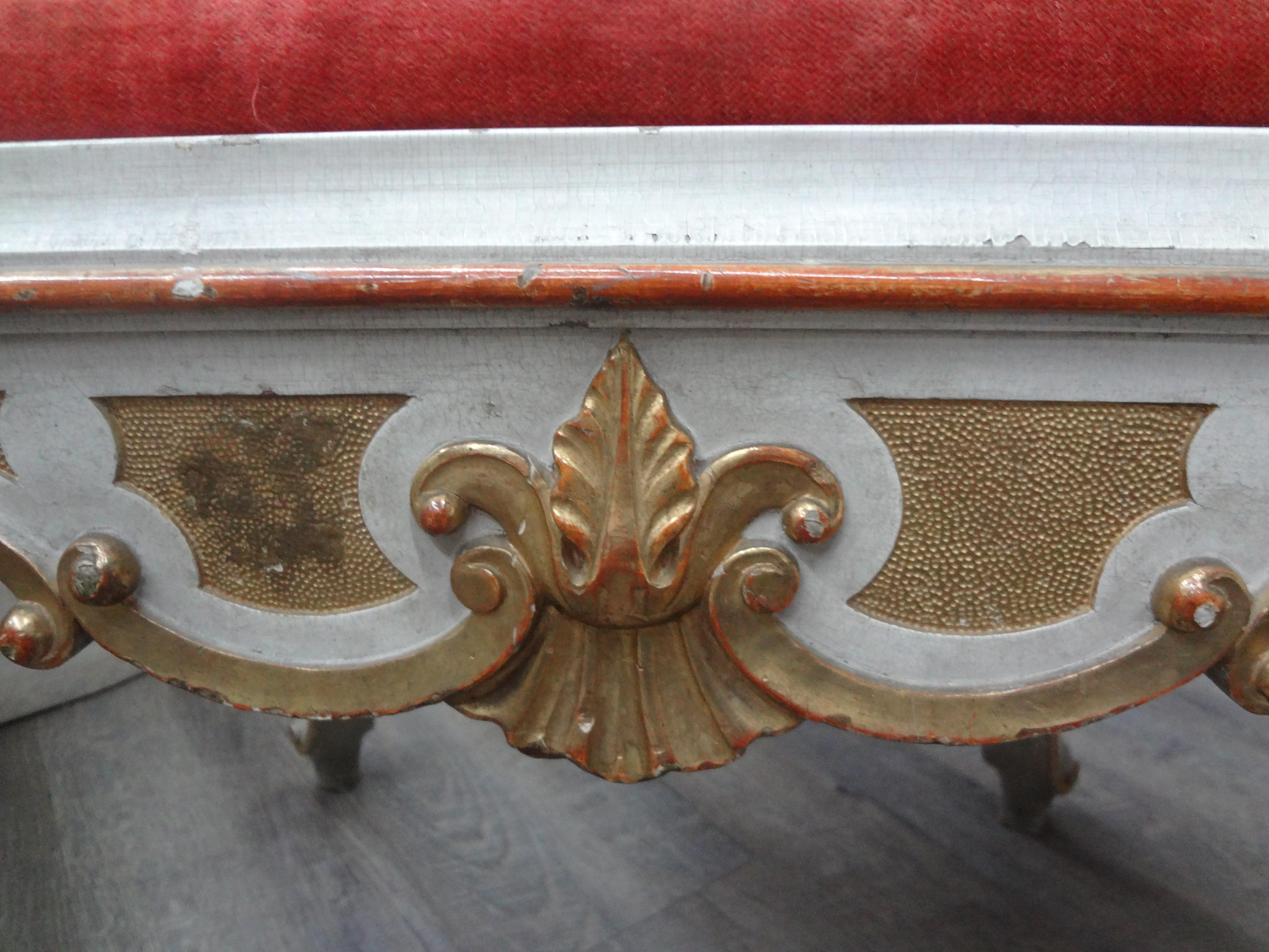 Pair of 19th Century Italian Painted and Gilt Ottomans For Sale 5