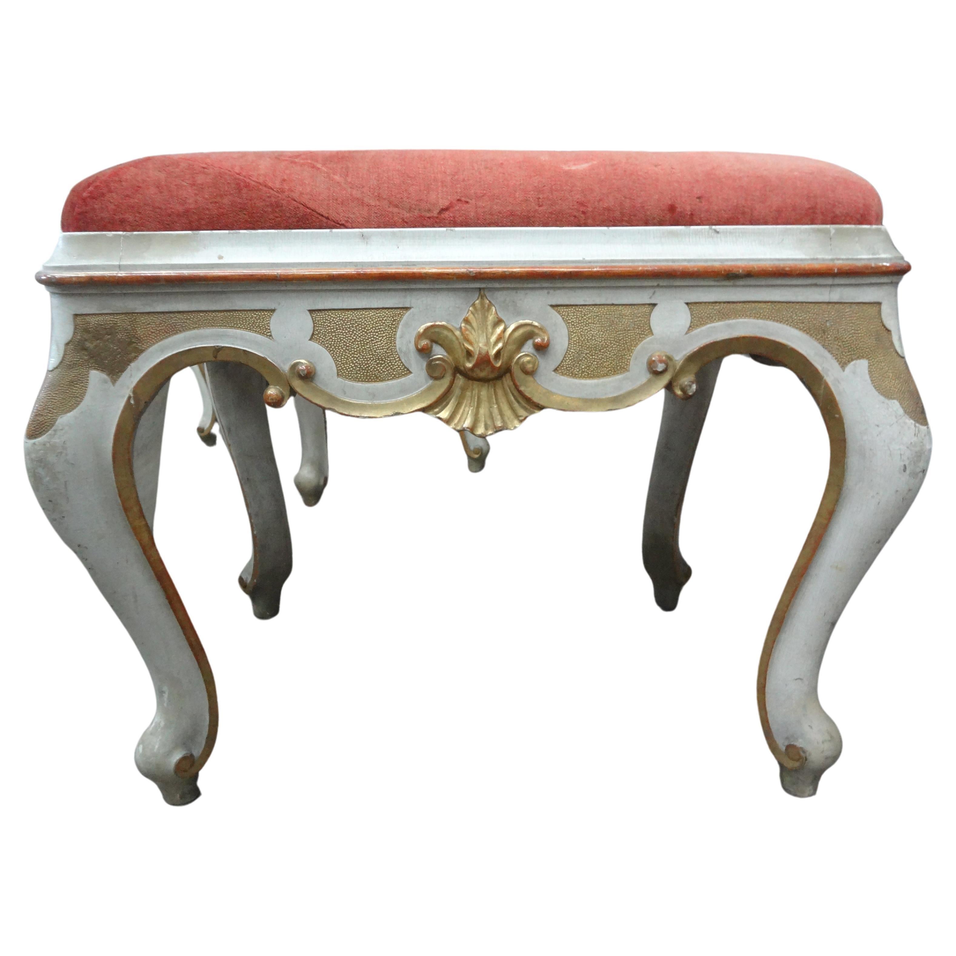 Louis XVI Pair of 19th Century Italian Painted and Gilt Ottomans For Sale