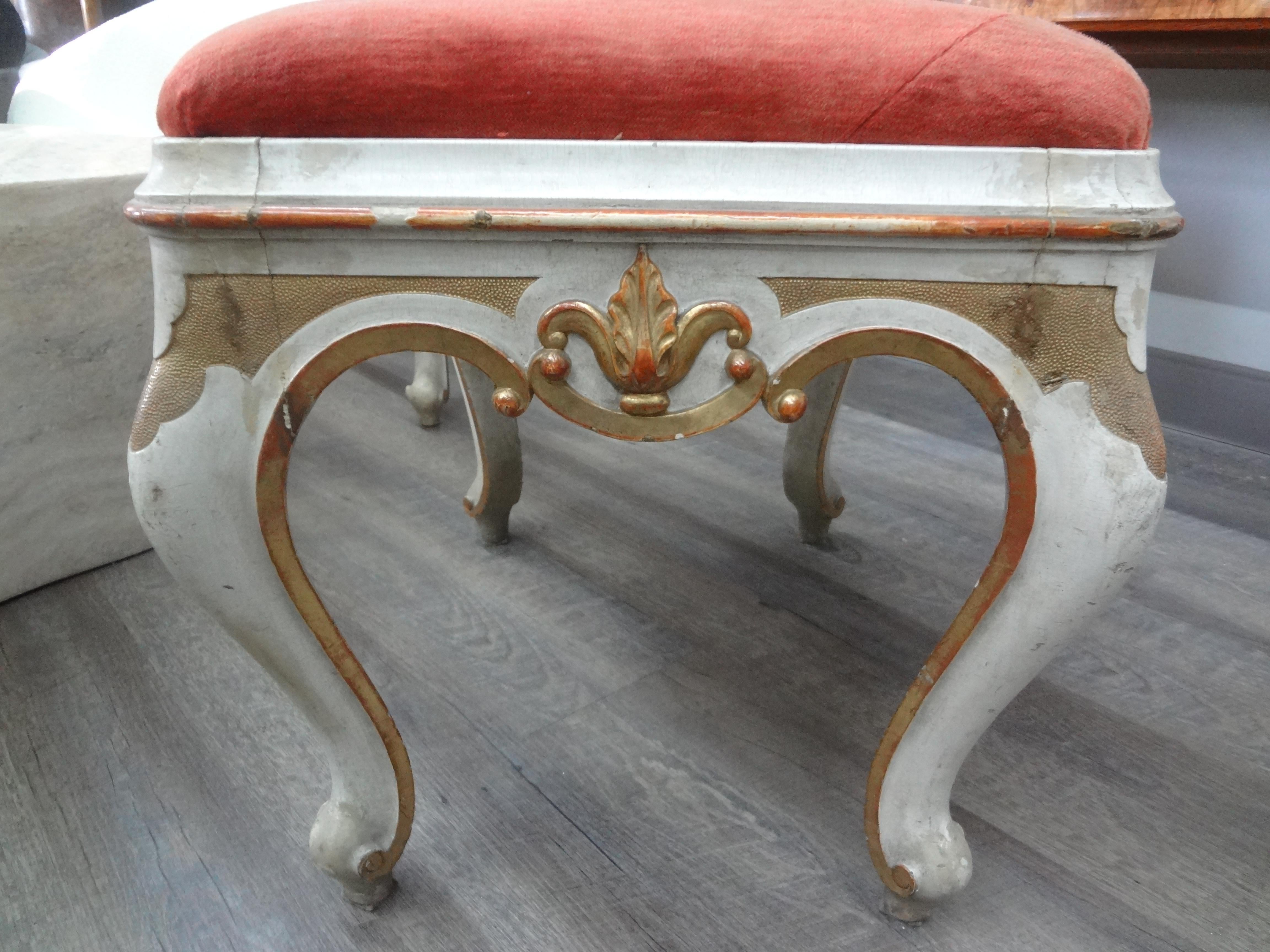 Pair of 19th Century Italian Painted and Gilt Ottomans For Sale 4