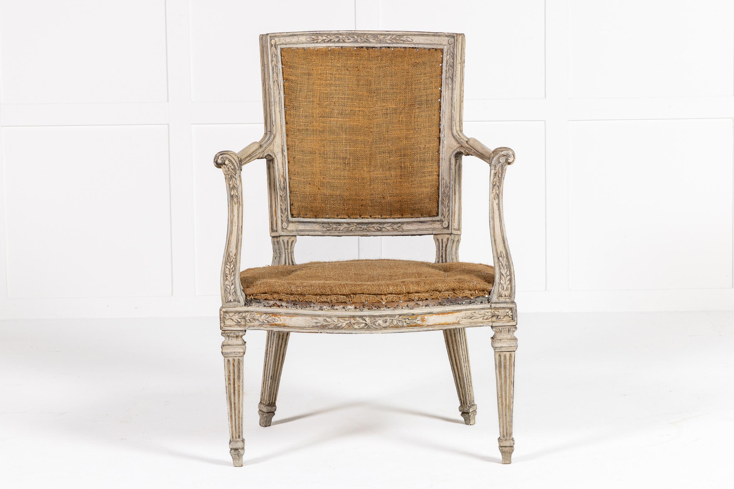 XIXe siècle Paire de fauteuils peints italiens du 19ème siècle en vente